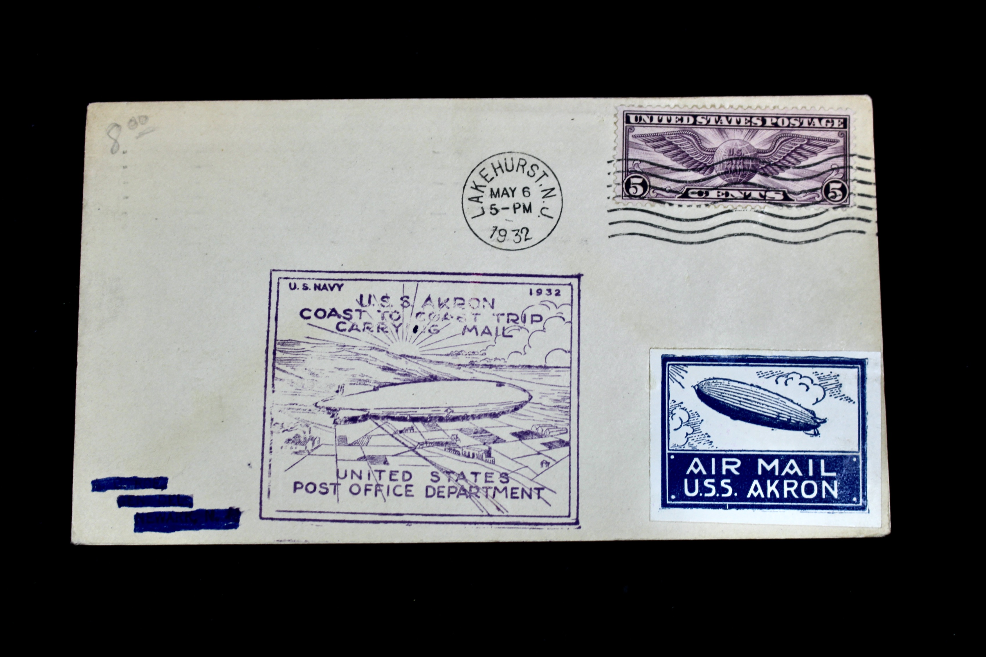 Collection of Six U.S.S. Akron Graf Zeppelin Postal Covers, 1930s