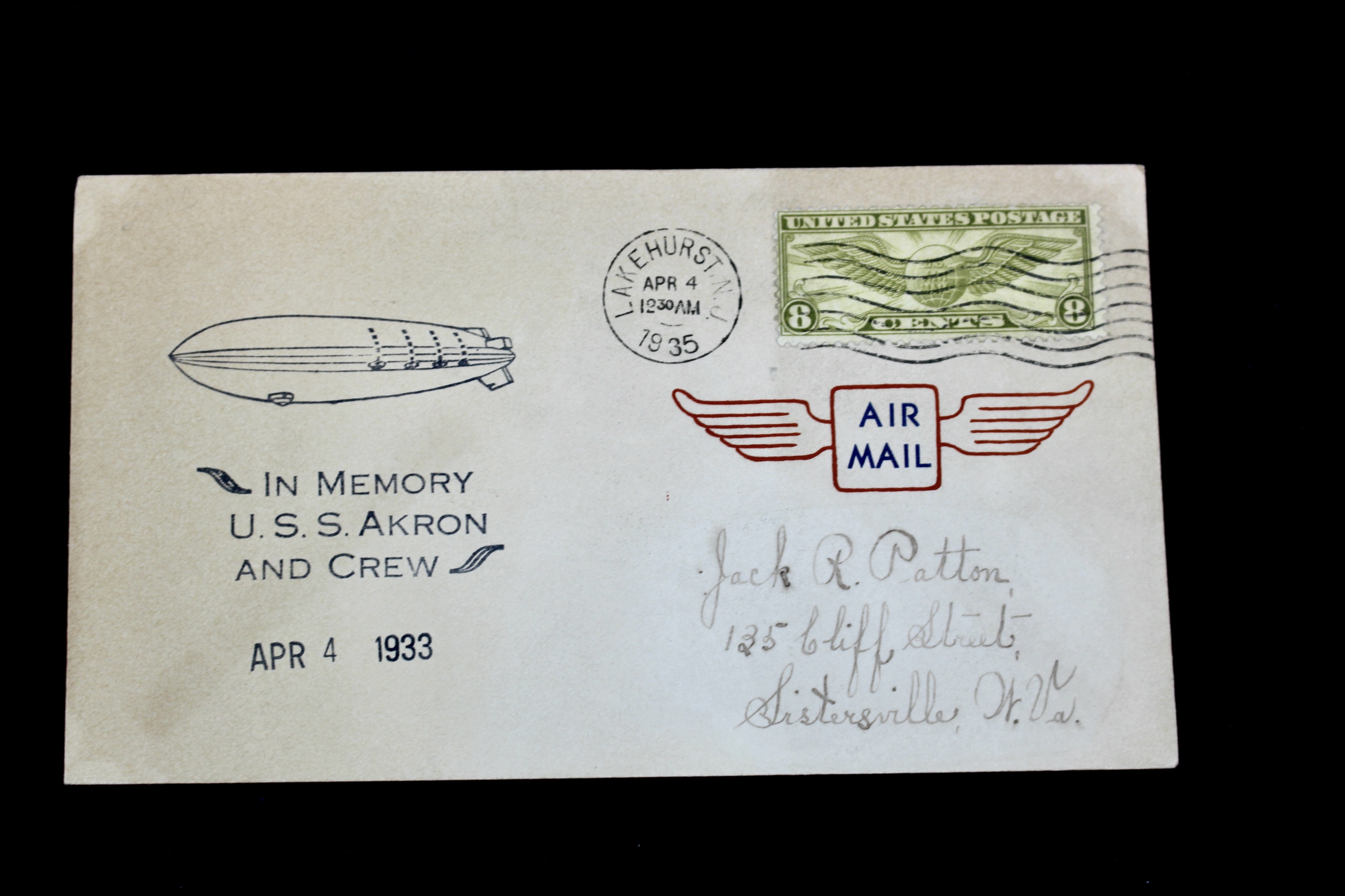 Collection of Six U.S.S. Akron Graf Zeppelin Postal Covers, 1930s