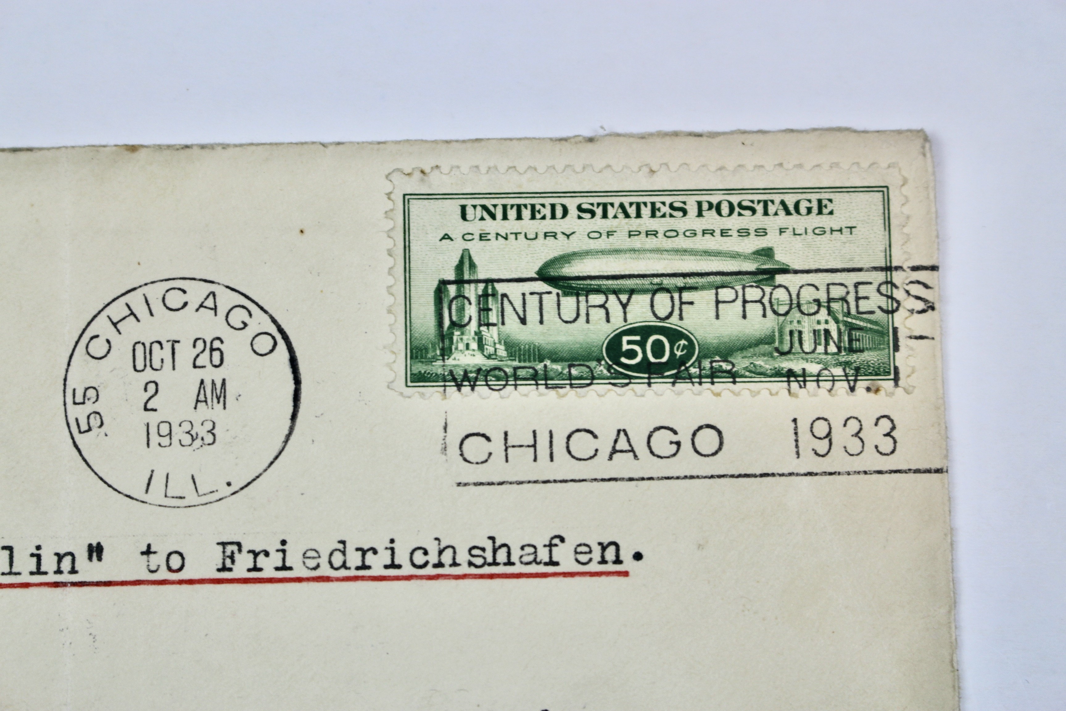 1933 Century of Progress Graf Zeppelin Postal Cover