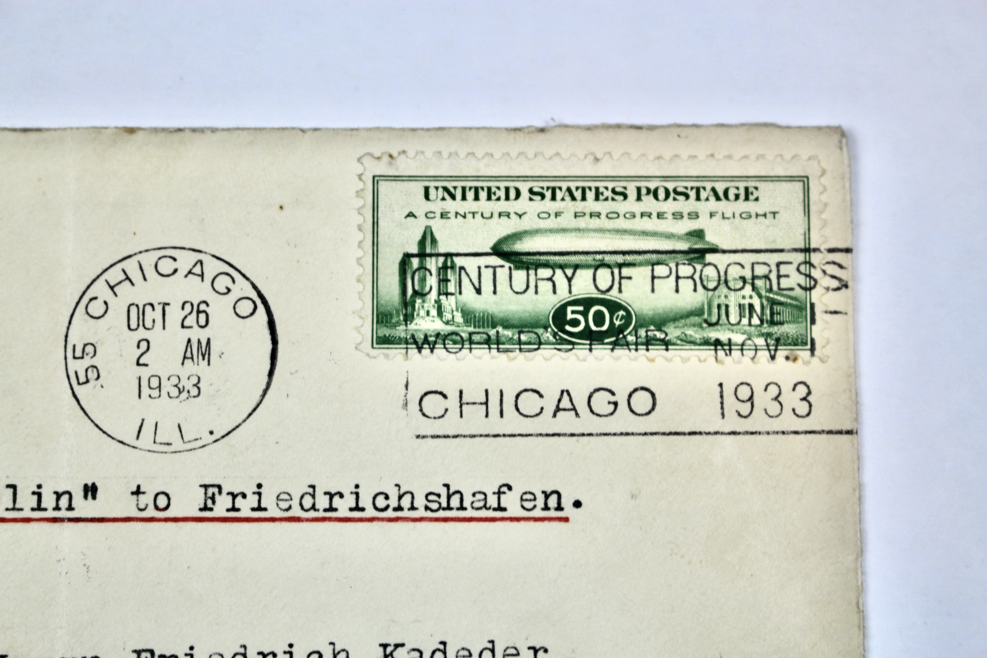 1933 Century of Progress Graf Zeppelin Postal Cover