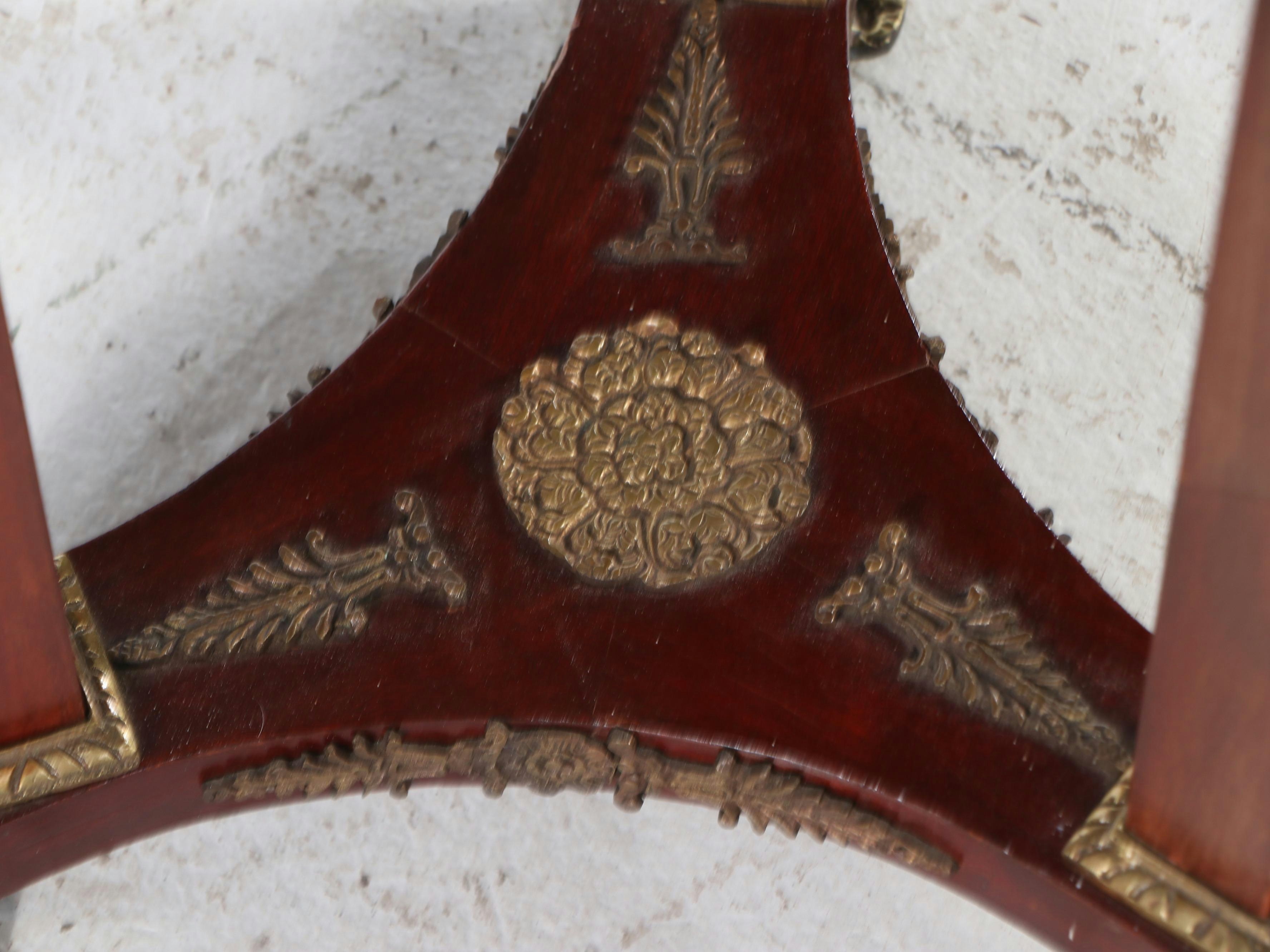Empire Style Marble Top Brass Mounted Mahogany Stands, 20th Century