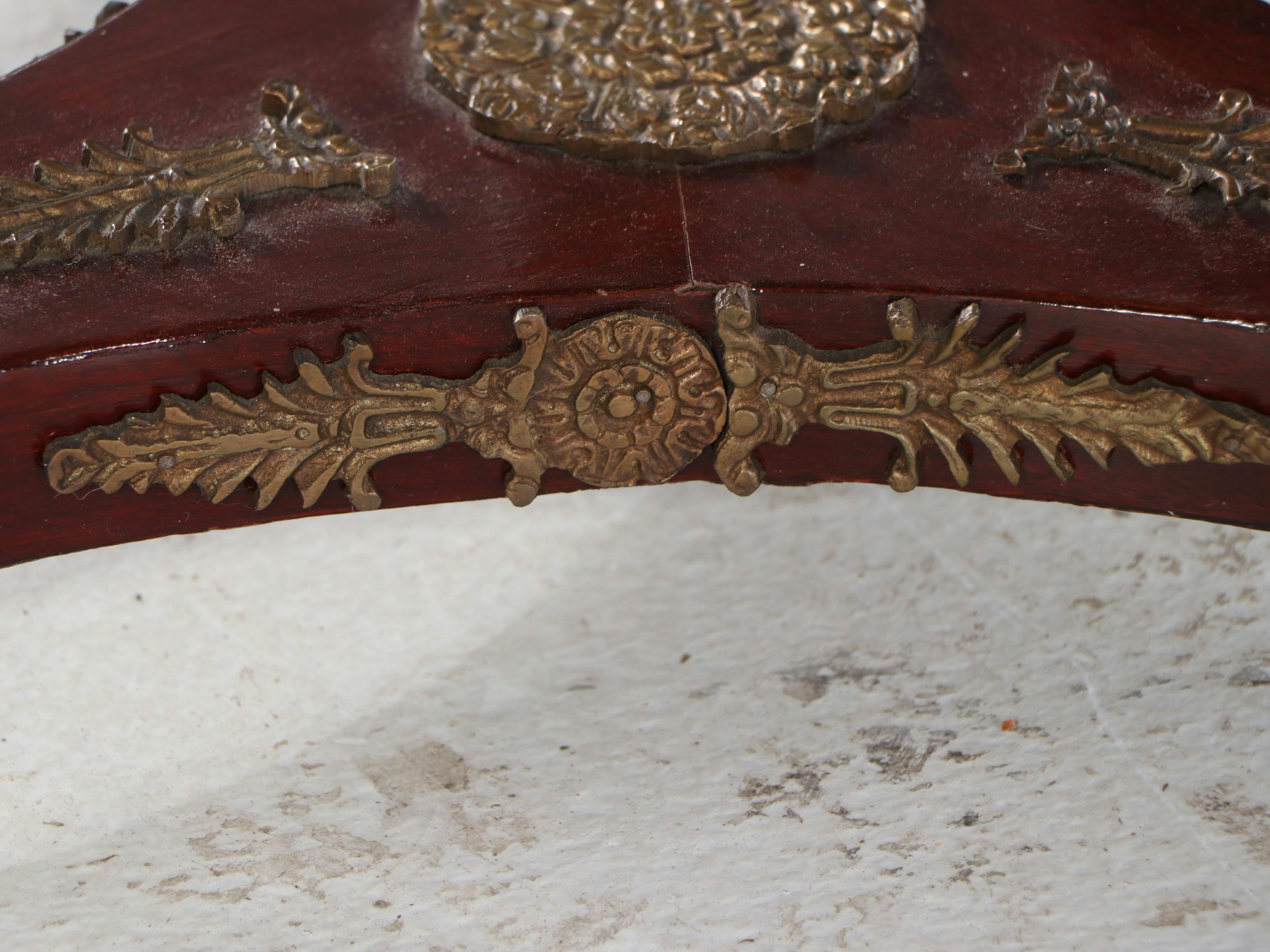 Empire Style Marble Top Brass Mounted Mahogany Stands, 20th Century