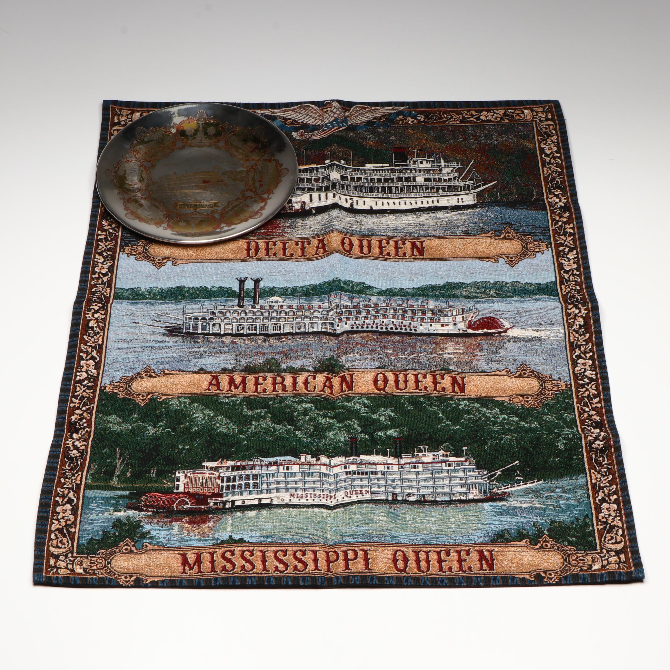 Reed & Barton "Delta Queen" Limited Edition Plate with Steamboat Tapestry