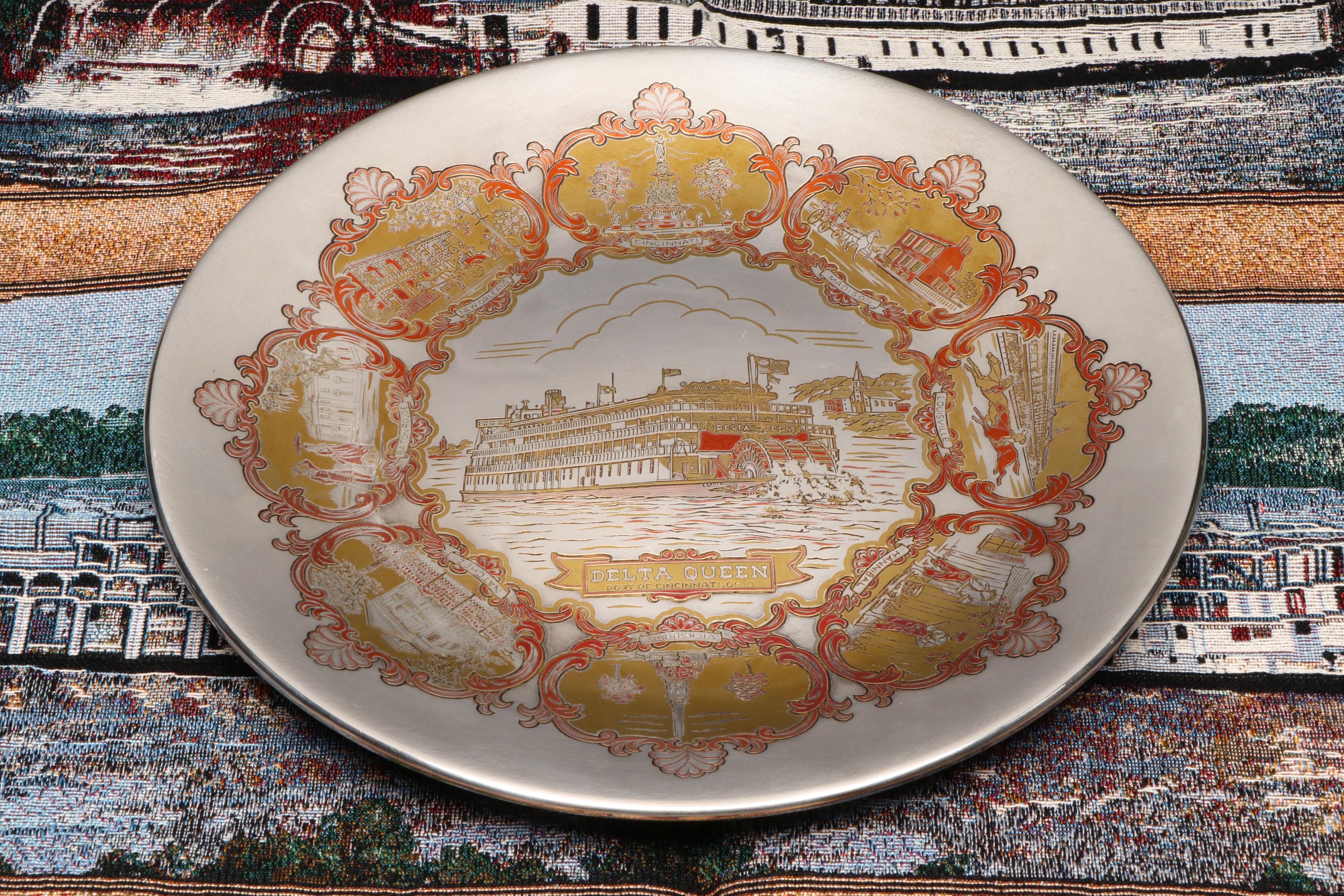 Reed & Barton "Delta Queen" Limited Edition Plate with Steamboat Tapestry
