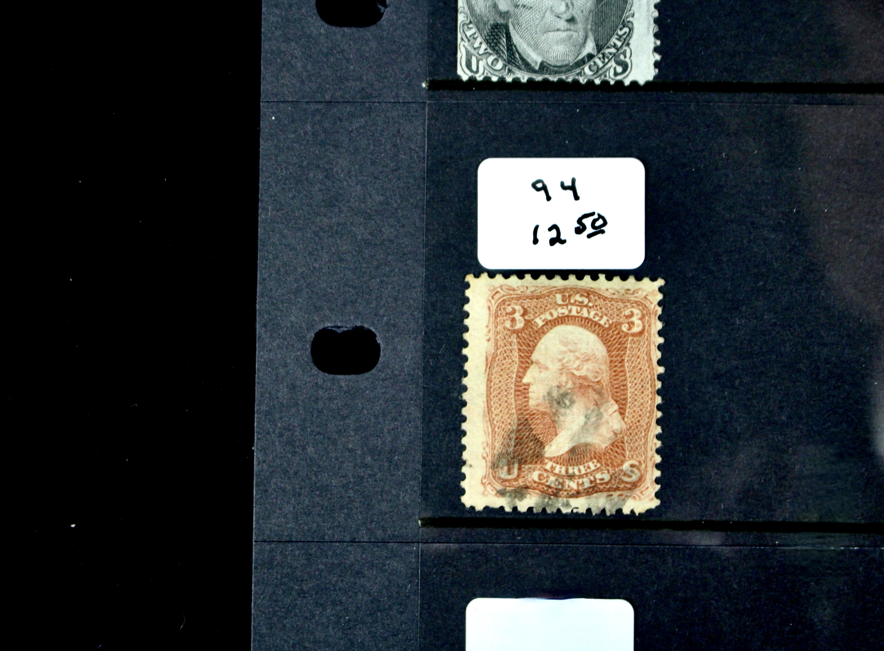 Five U.S. Postage Stamps, All with F Grill, 1867