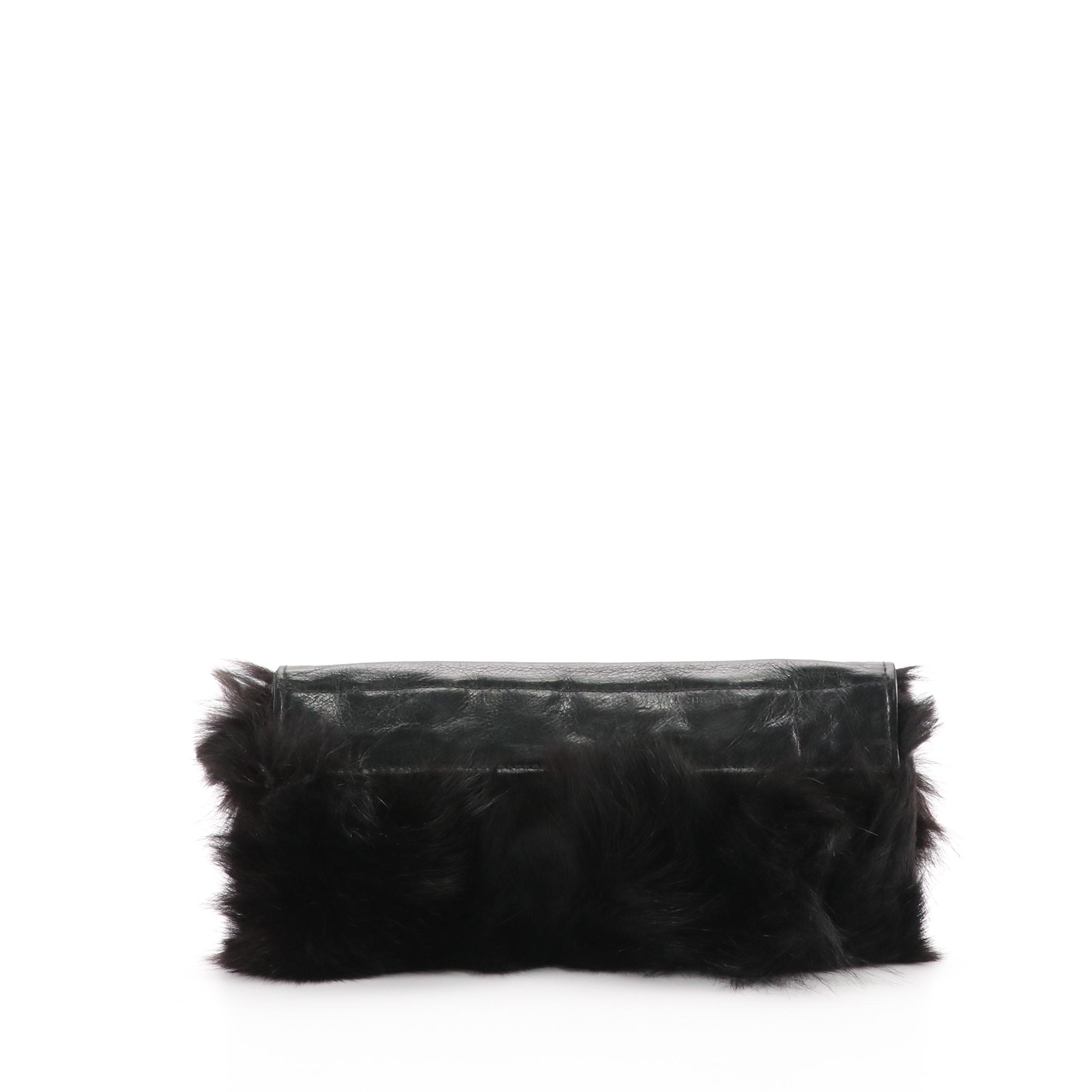 R&Y Augousti Black Fox Fur and Leather Foldover, Henry Bendel & Other Clutches