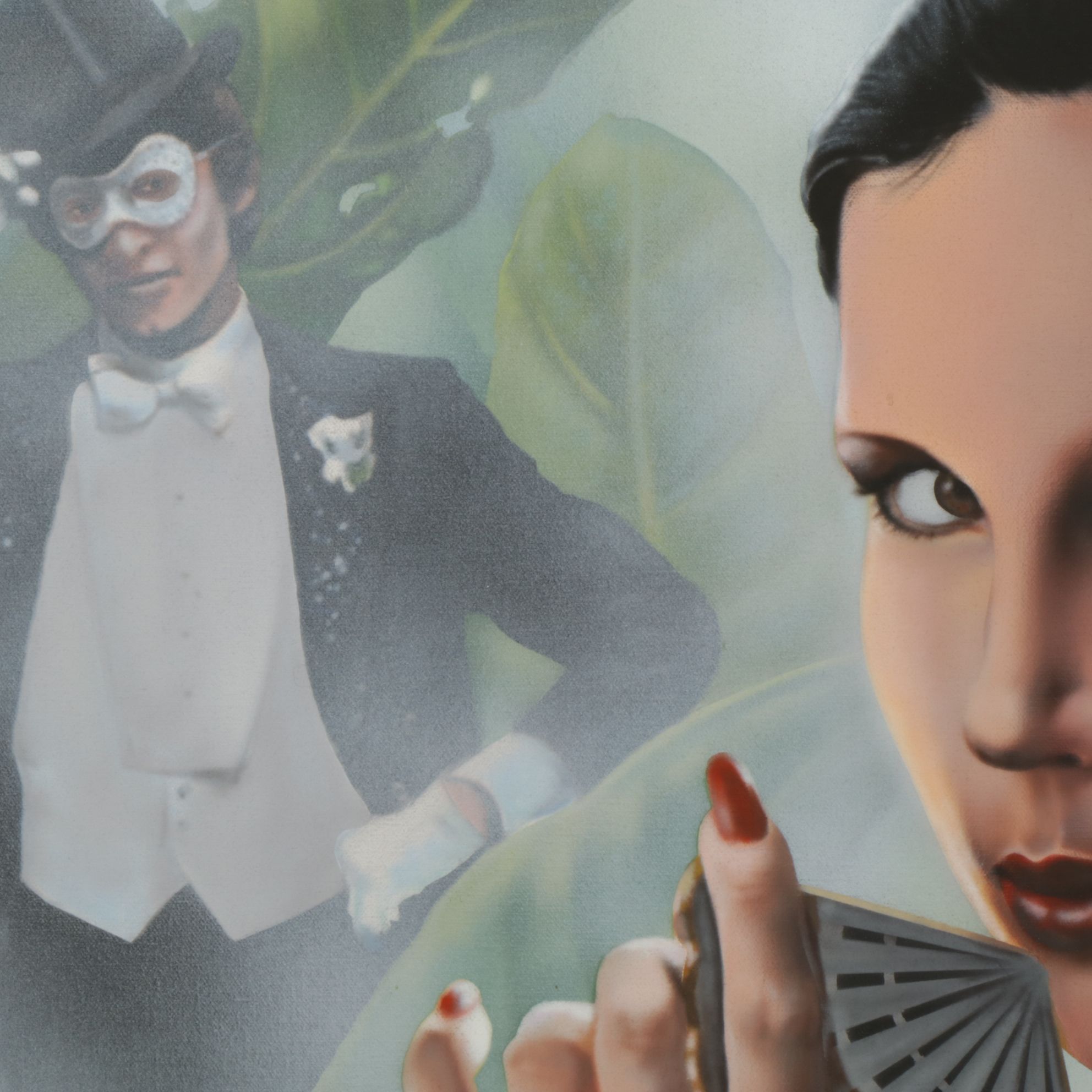 Barbara Rogers "Meeting with a Masked Man" Oil Painting, 1980