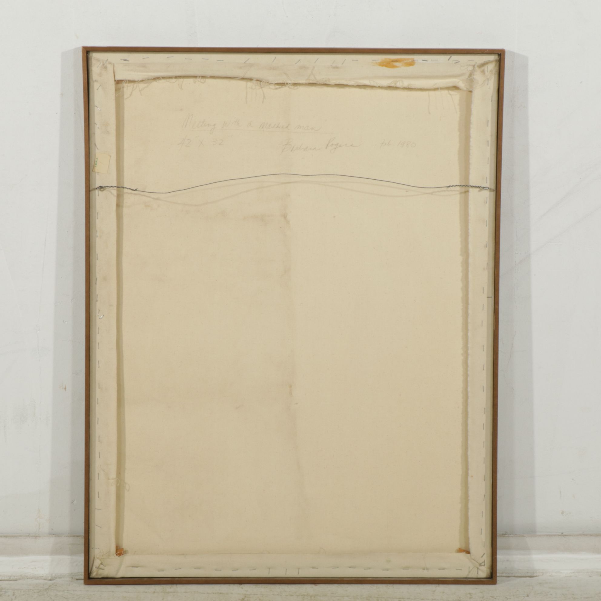 Barbara Rogers "Meeting with a Masked Man" Oil Painting, 1980