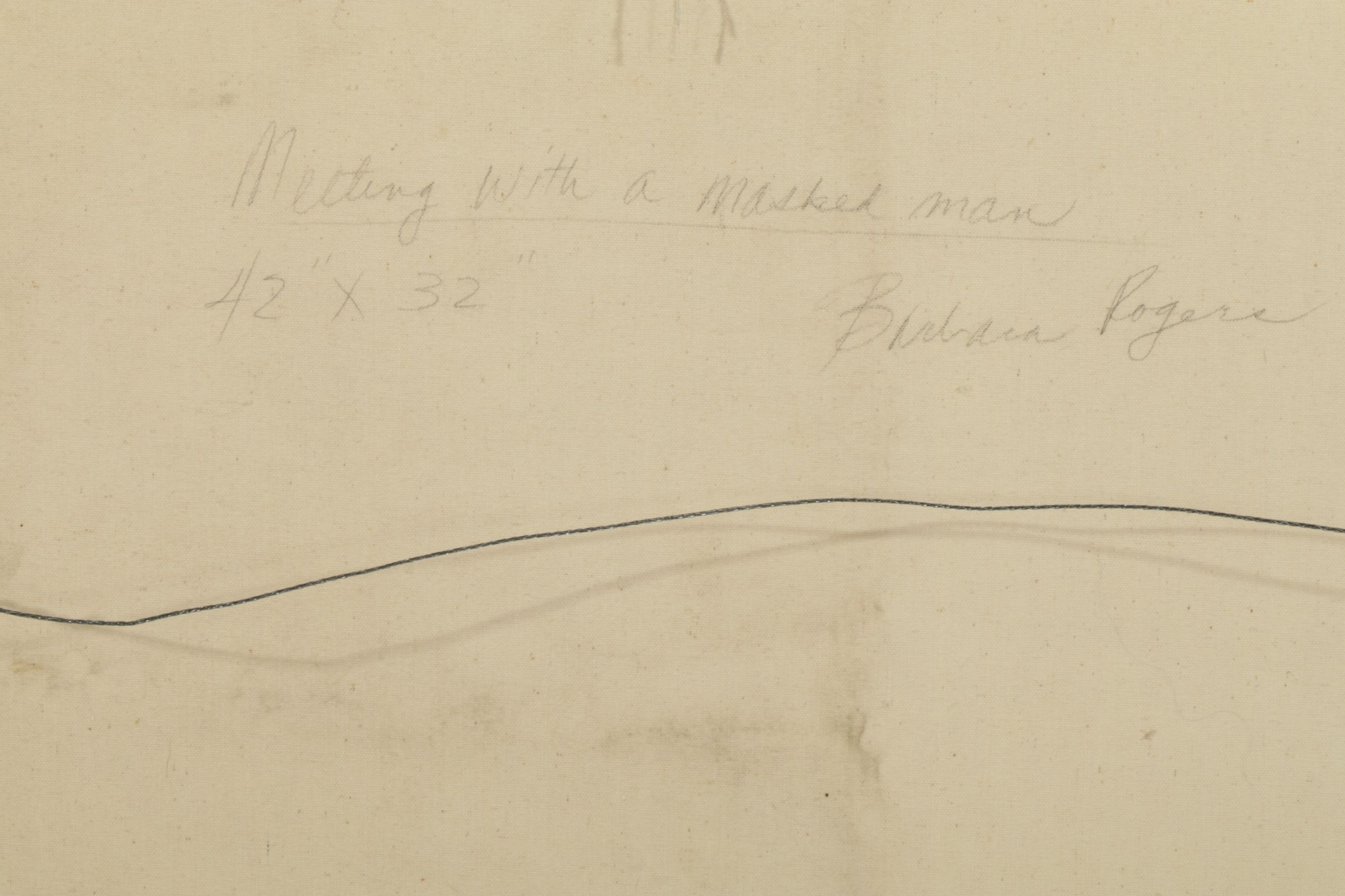 Barbara Rogers "Meeting with a Masked Man" Oil Painting, 1980