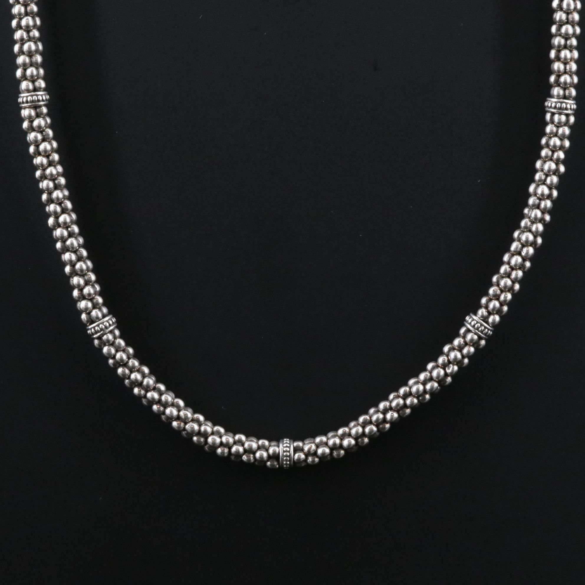 Lagos Signature Caviar Sterling Station Necklace