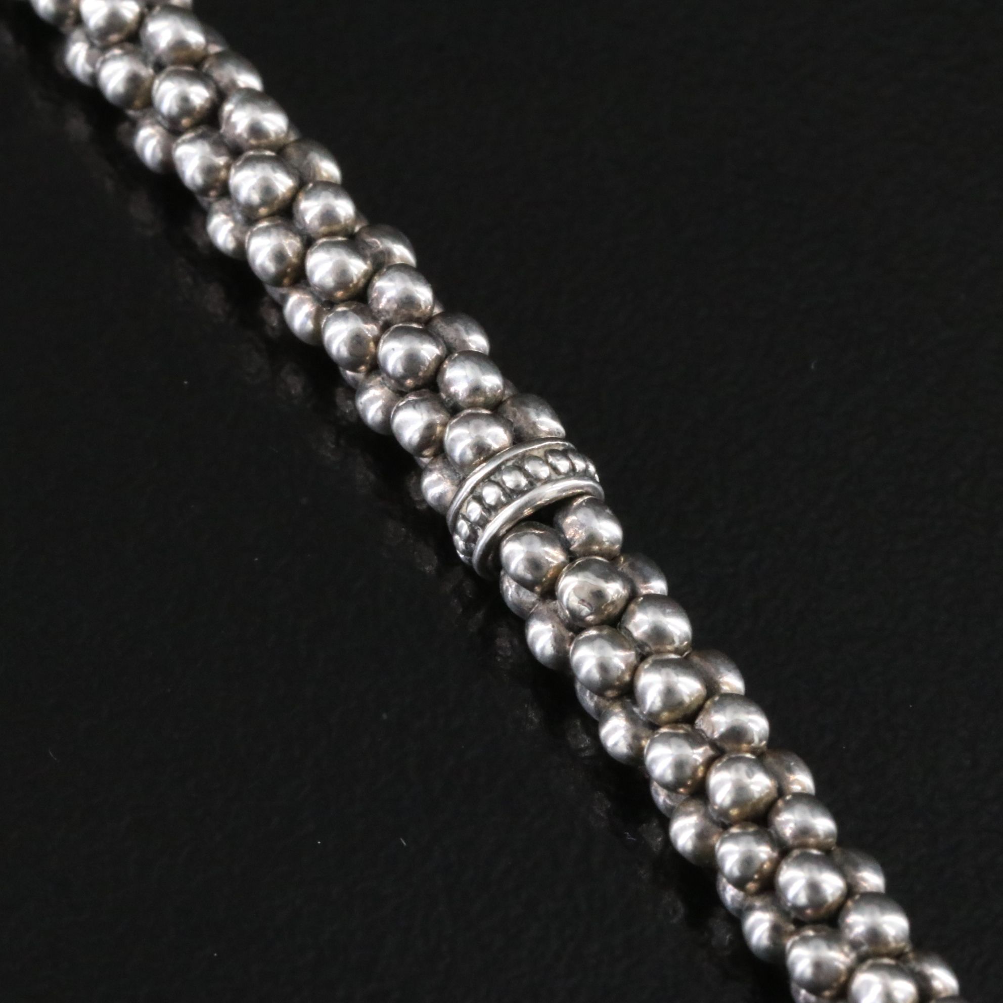 Lagos Signature Caviar Sterling Station Necklace