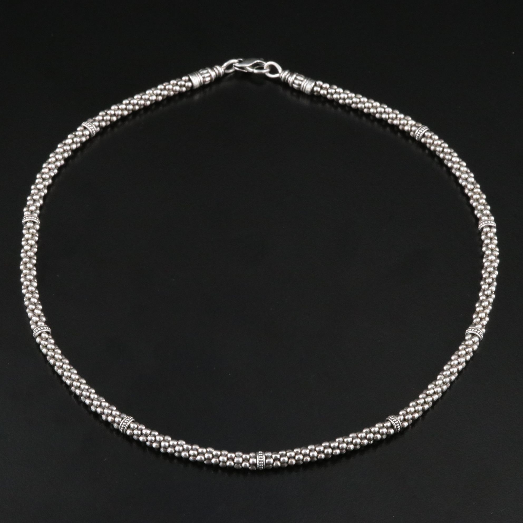 Lagos Signature Caviar Sterling Station Necklace