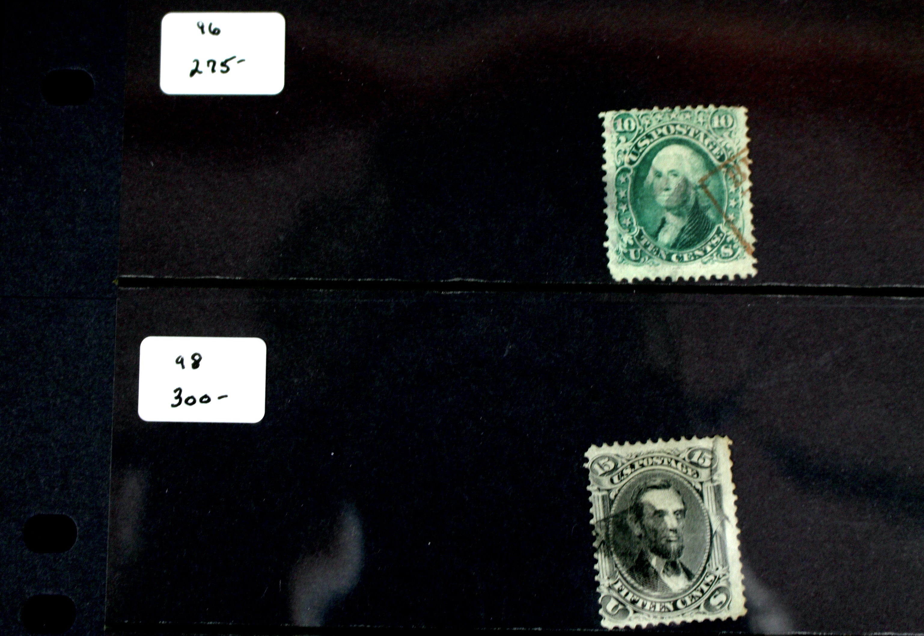 Five U.S. Postage Stamps, All with F Grill, 1867