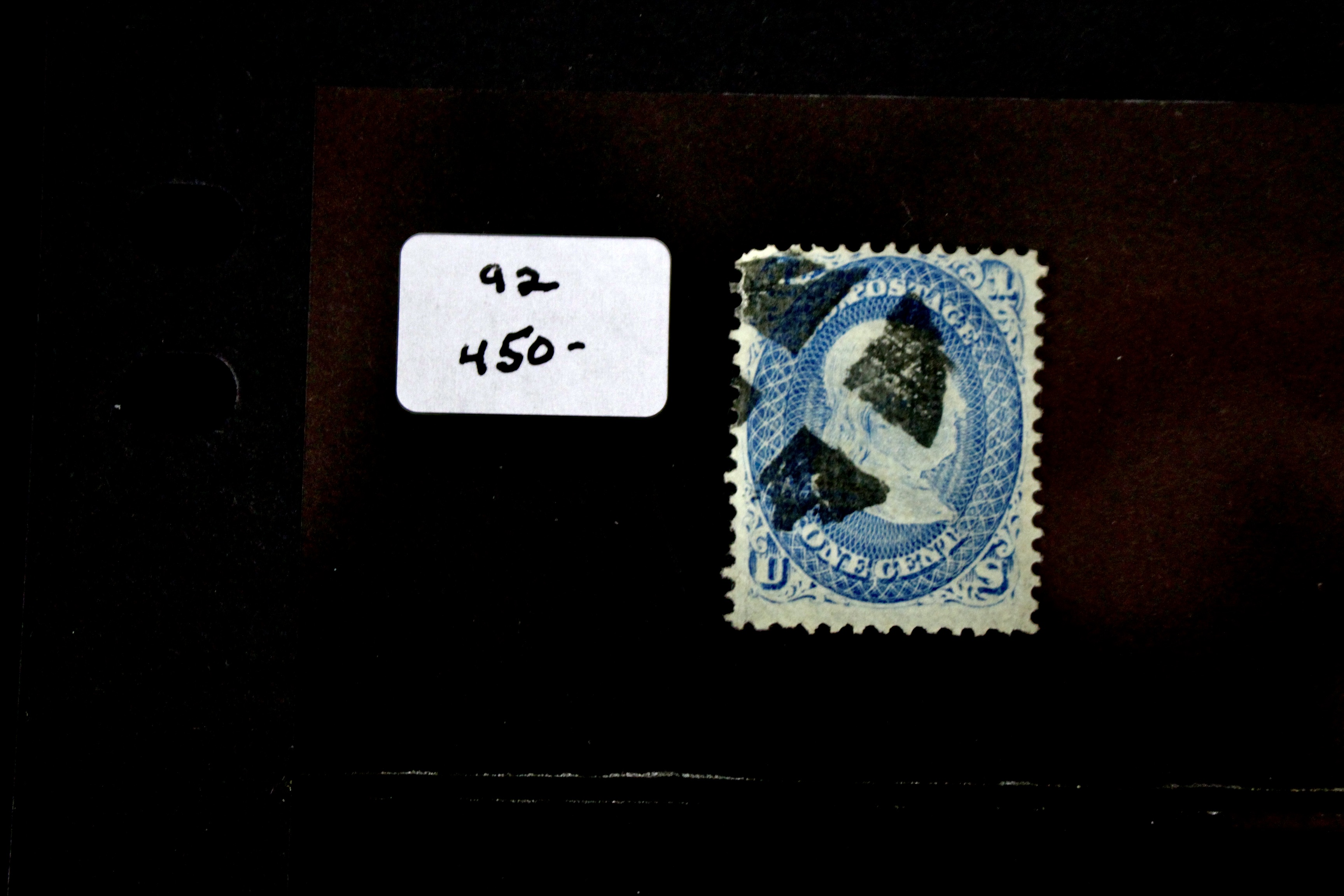 Five U.S. Postage Stamps, All with F Grill, 1867