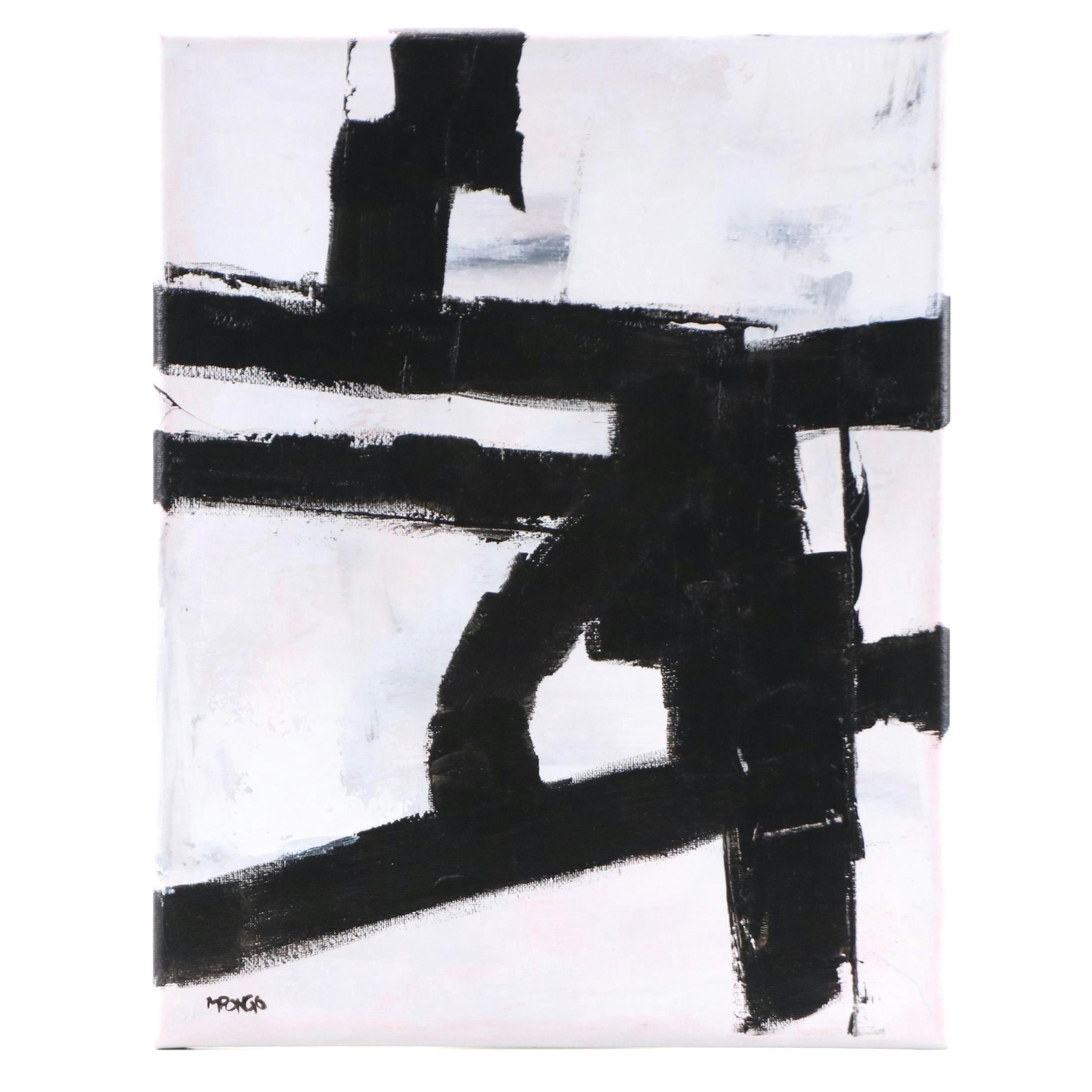 Milagros Pongo Mixed Media Painting "Minimalist," 21st Century