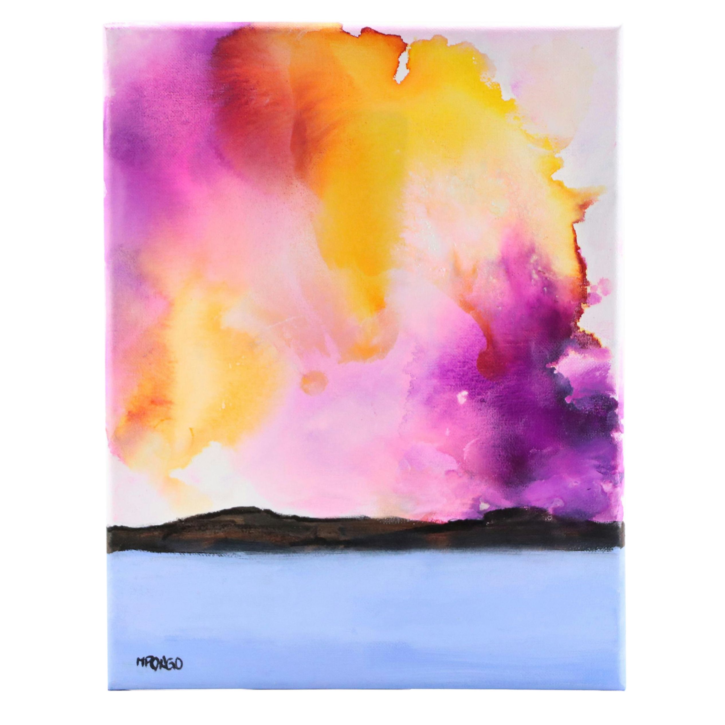 Milagros Pongo Mixed Media Painting "Marina," 21st Century