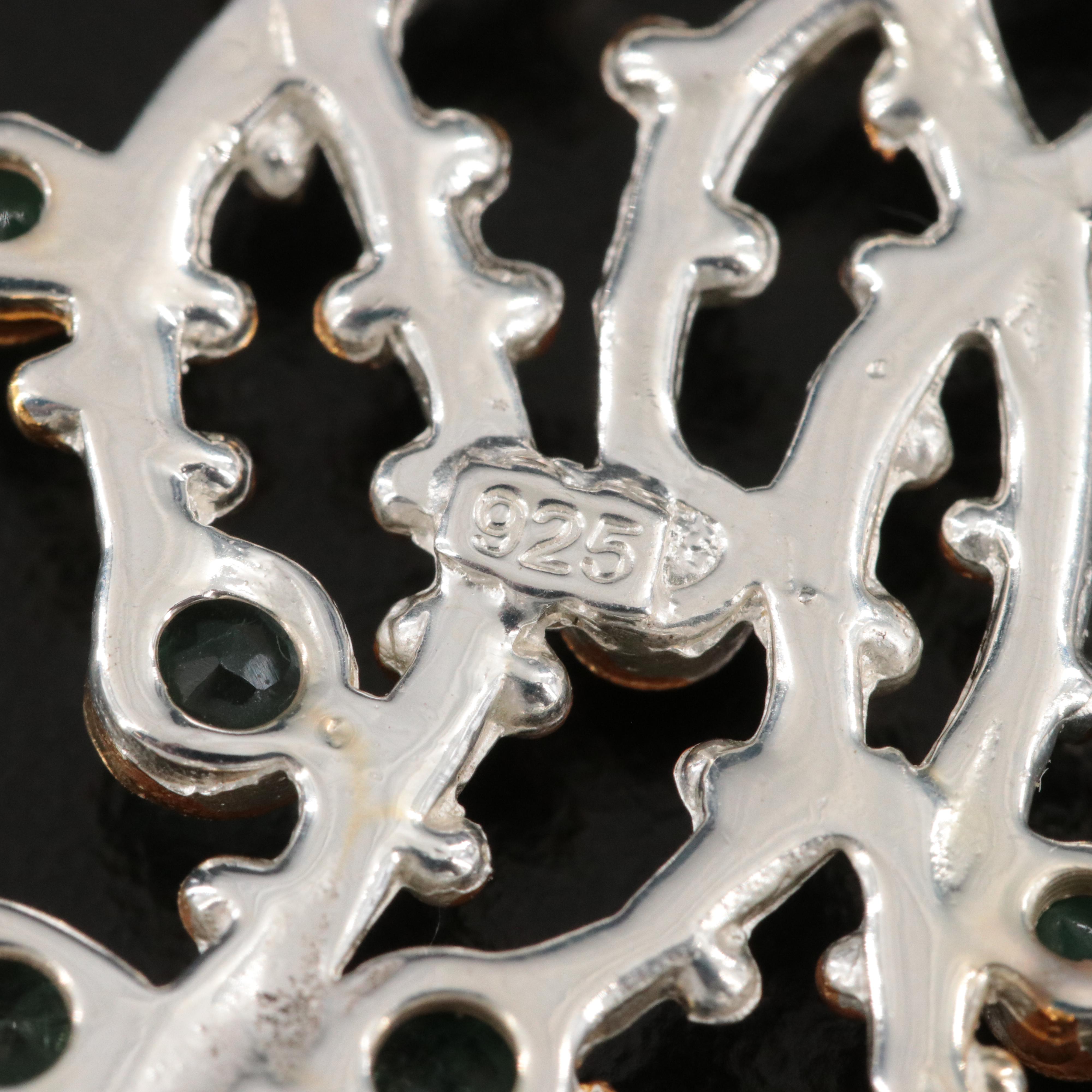 Sterling Mother-of-Pearl and Gemstone Jellyfish Converter Brooch