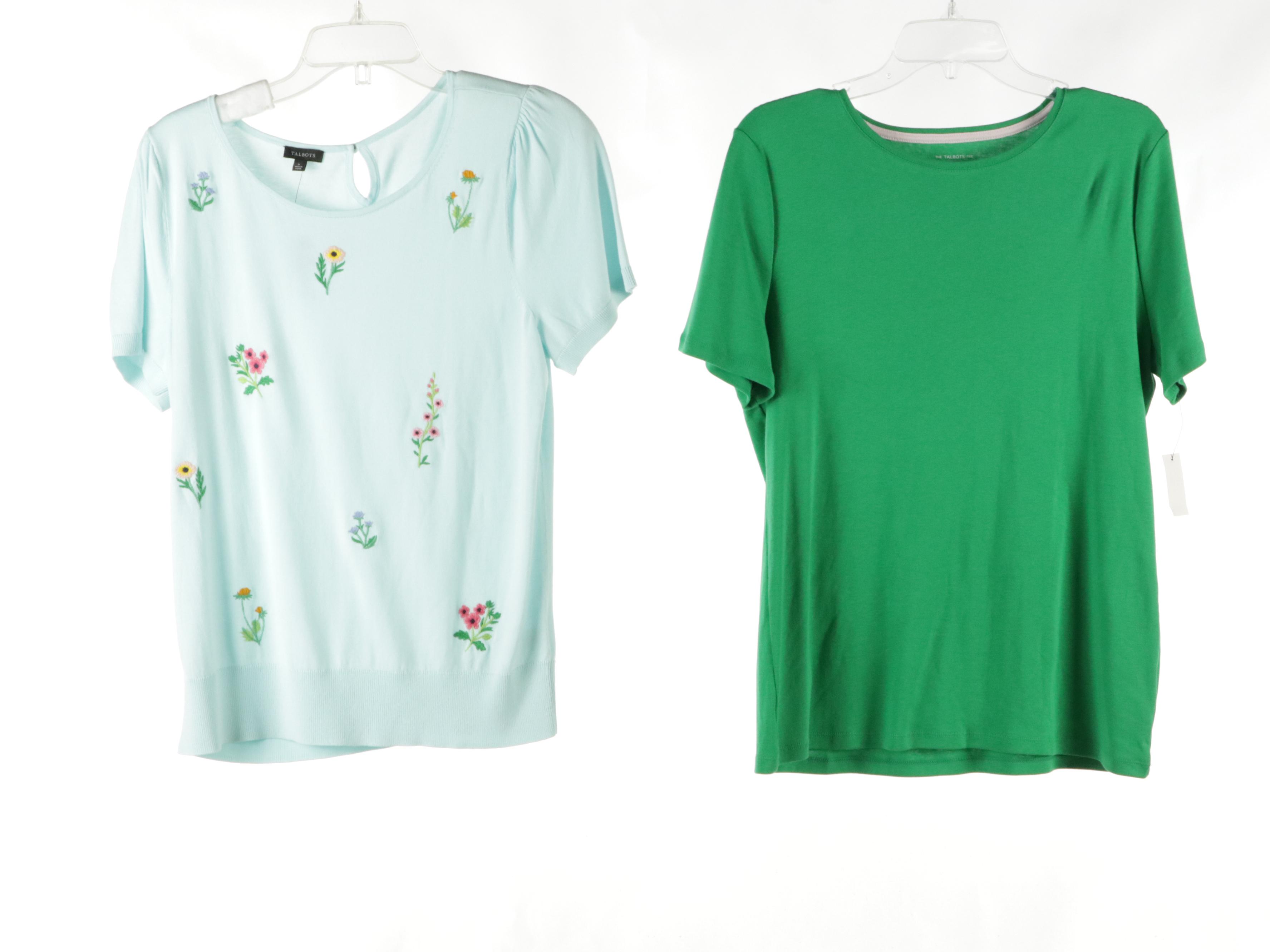 Talbots Blue Linen Blazer, Short & Long Sleeve Tops, Embroidered Sweater & More