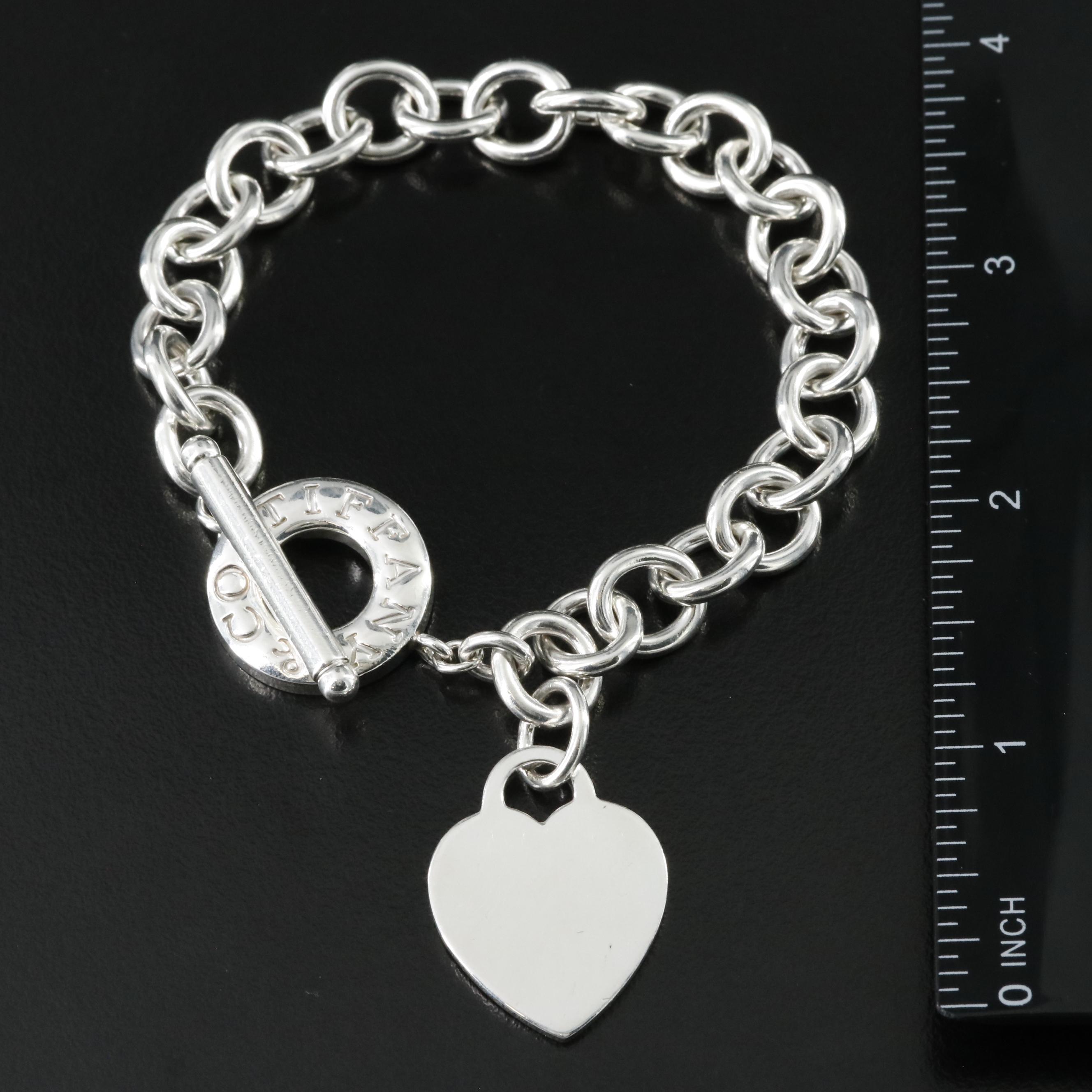 Tiffany & Co. Sterling Heart Tag Toggle Charm Bracelet