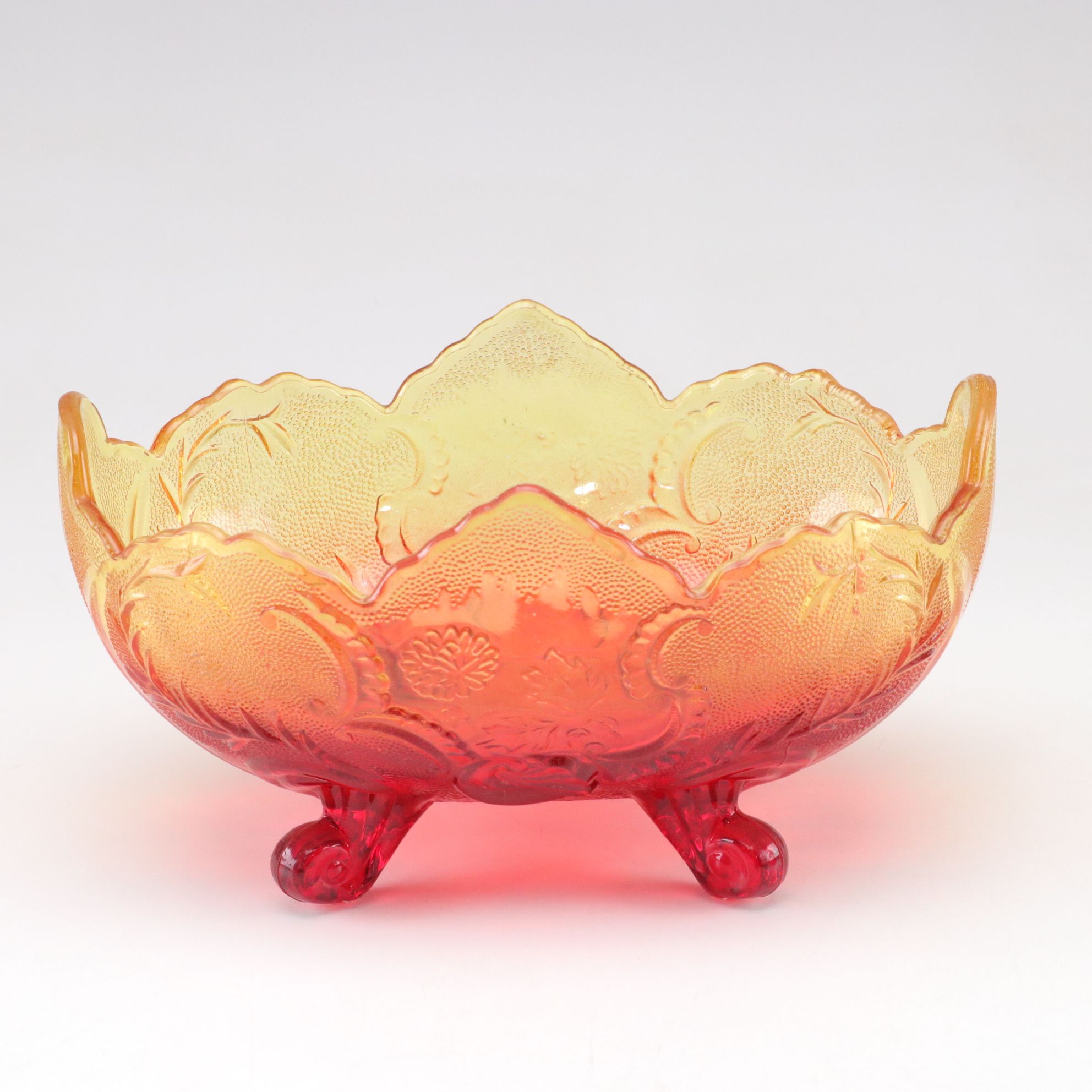 Indiana Glass Sapphire Carnival Glass Compote & Ombre Fruit Bowl