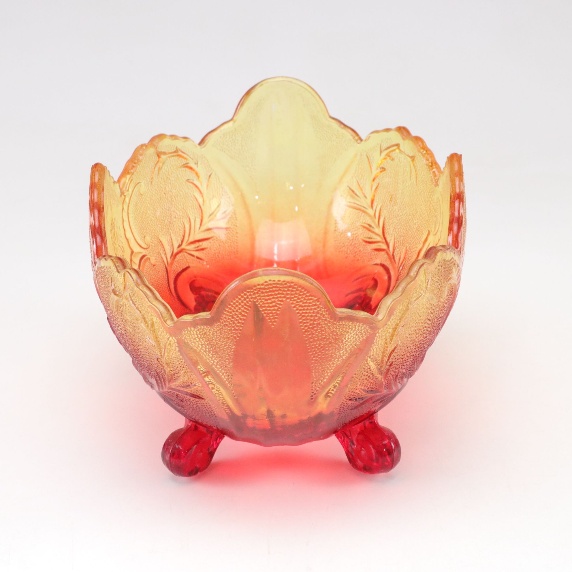 Indiana Glass Sapphire Carnival Glass Compote & Ombre Fruit Bowl