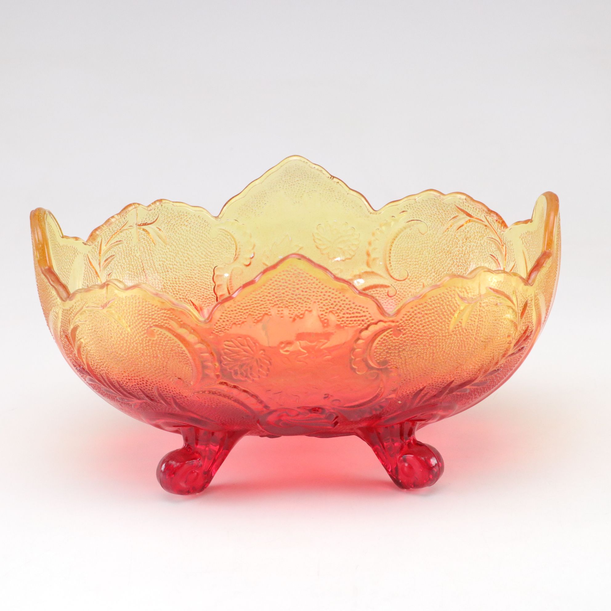 Indiana Glass Sapphire Carnival Glass Compote & Ombre Fruit Bowl