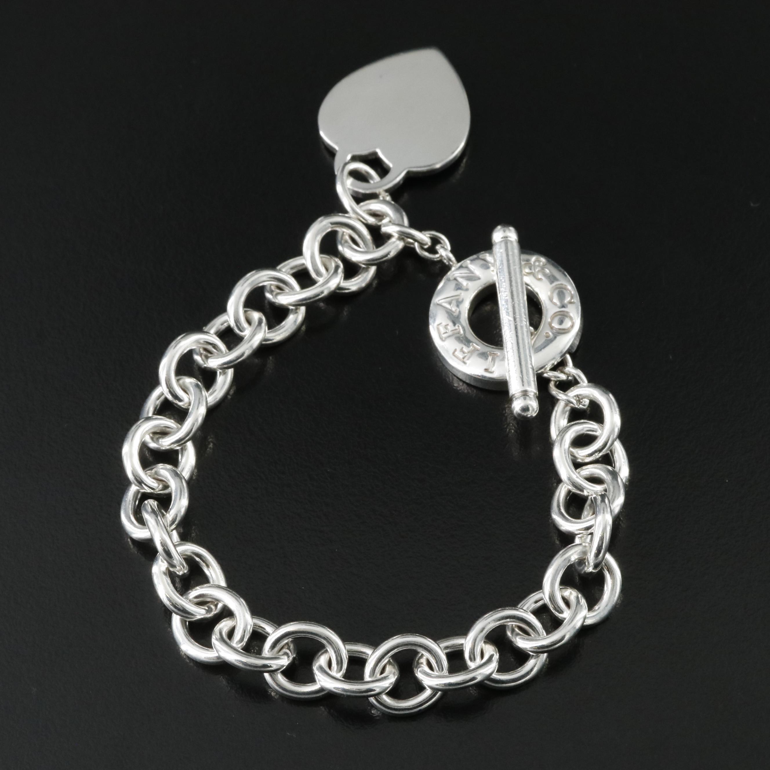 Tiffany & Co. Sterling Heart Tag Toggle Charm Bracelet