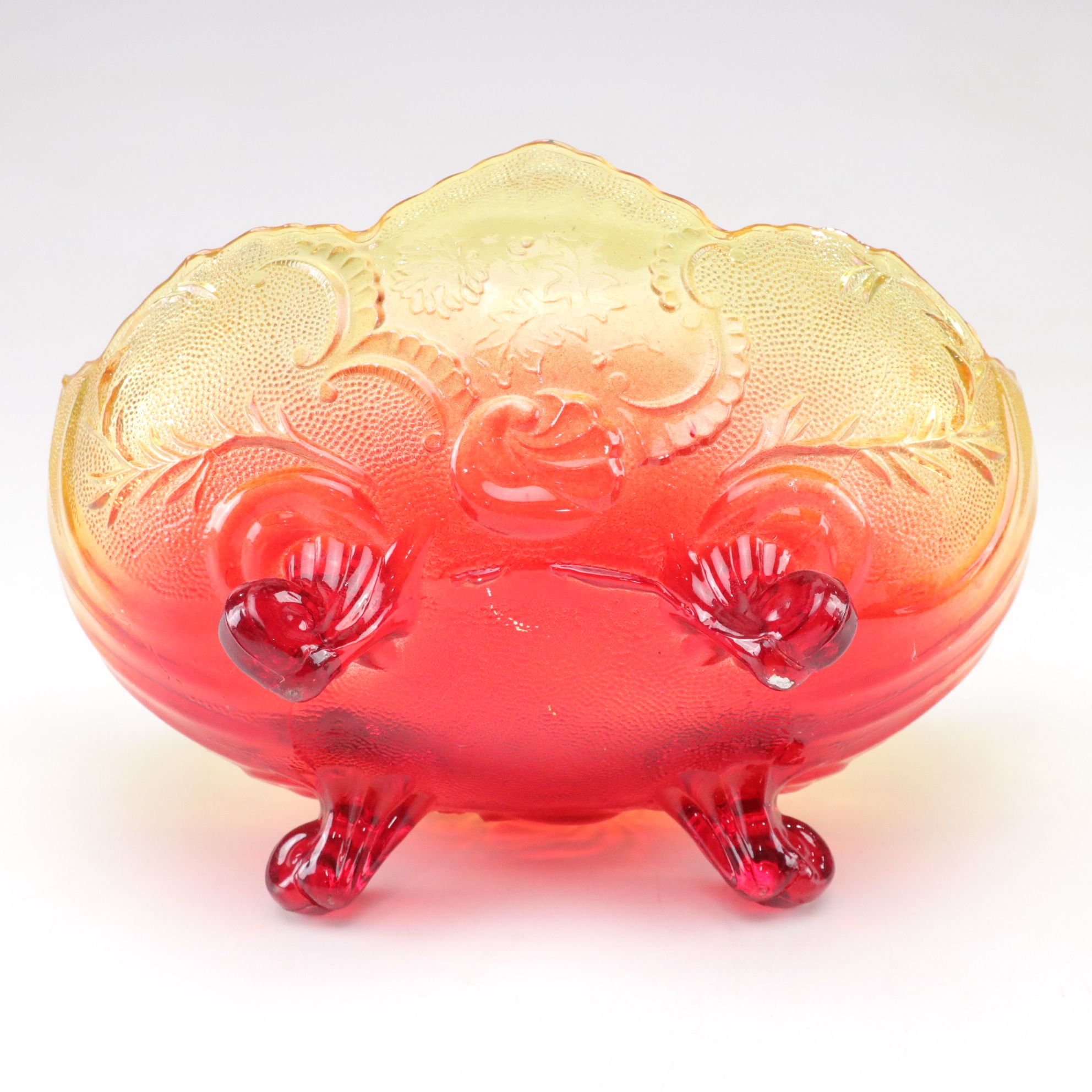 Indiana Glass Sapphire Carnival Glass Compote & Ombre Fruit Bowl