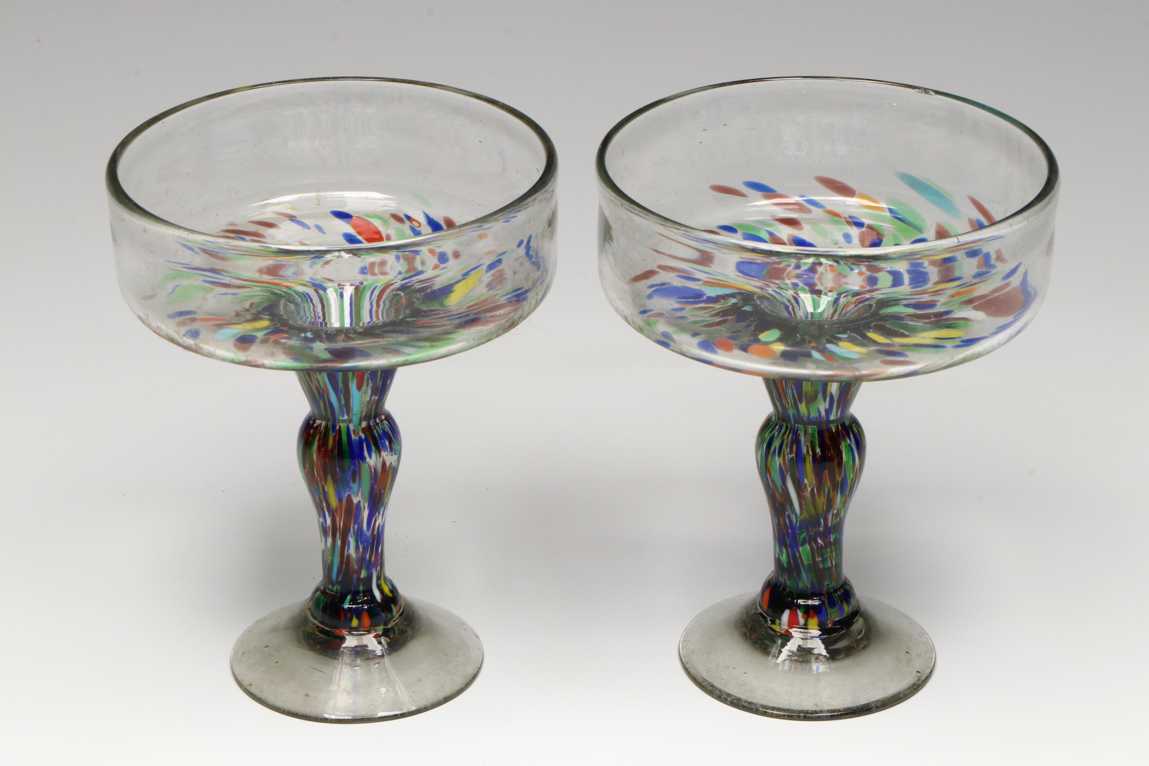 Studio Art Glass Vase, Confetti Glass Pillar Candle Holders, Console Bowl