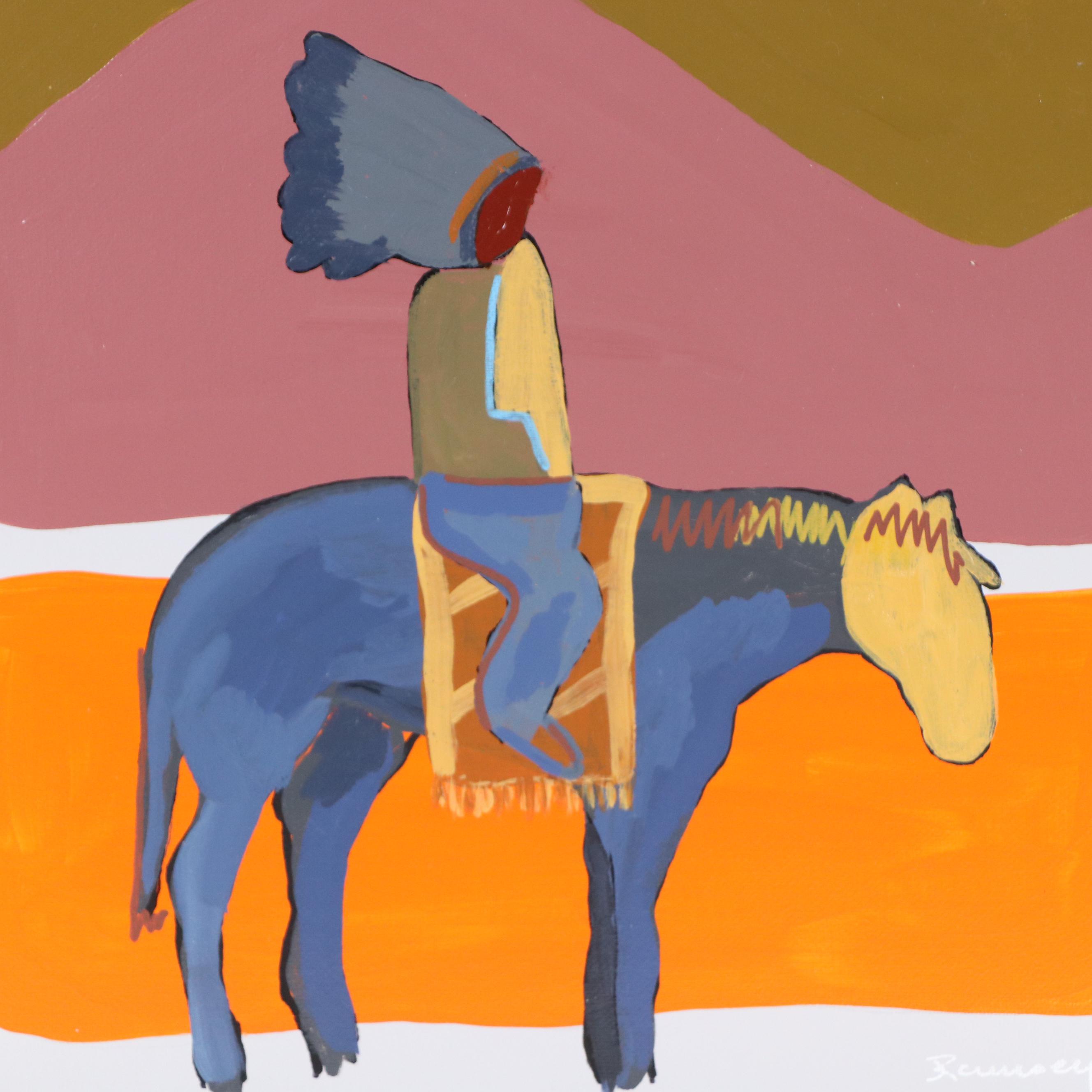 Joshua Ramsey Stylized Southwestern Acrylic Painting "Desert Wanderer," 2025