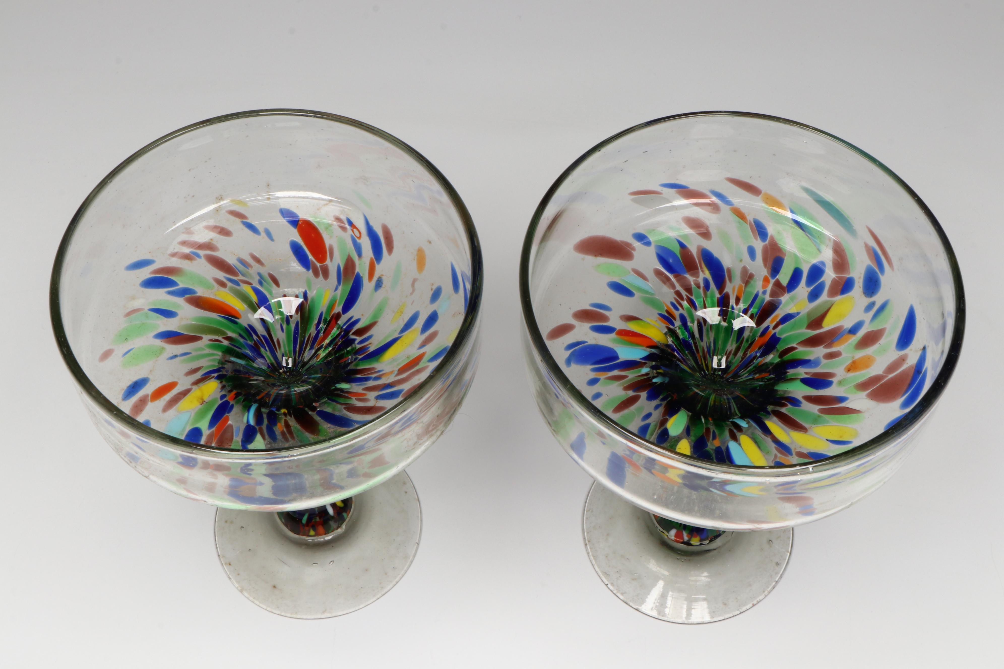 Studio Art Glass Vase, Confetti Glass Pillar Candle Holders, Console Bowl