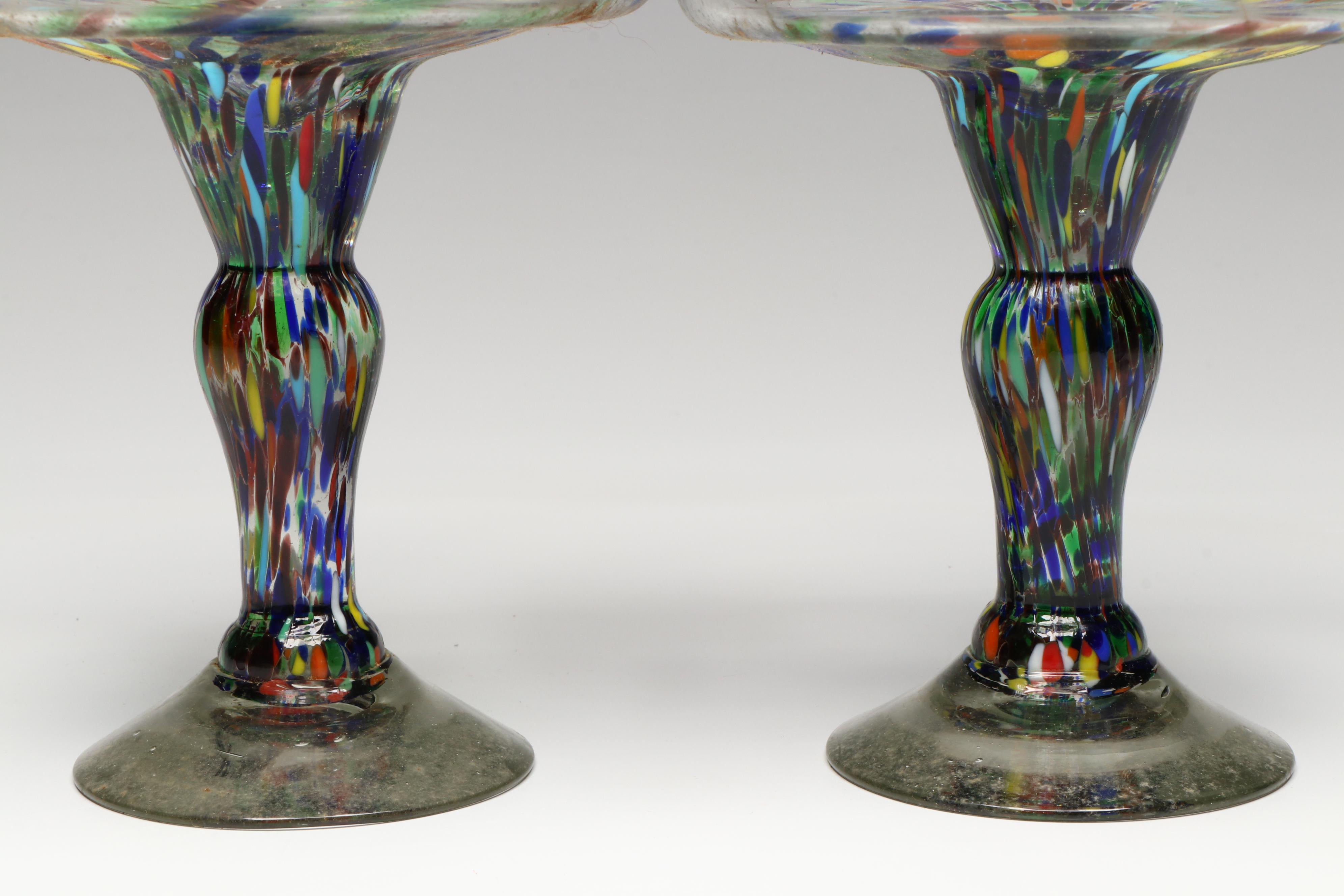 Studio Art Glass Vase, Confetti Glass Pillar Candle Holders, Console Bowl