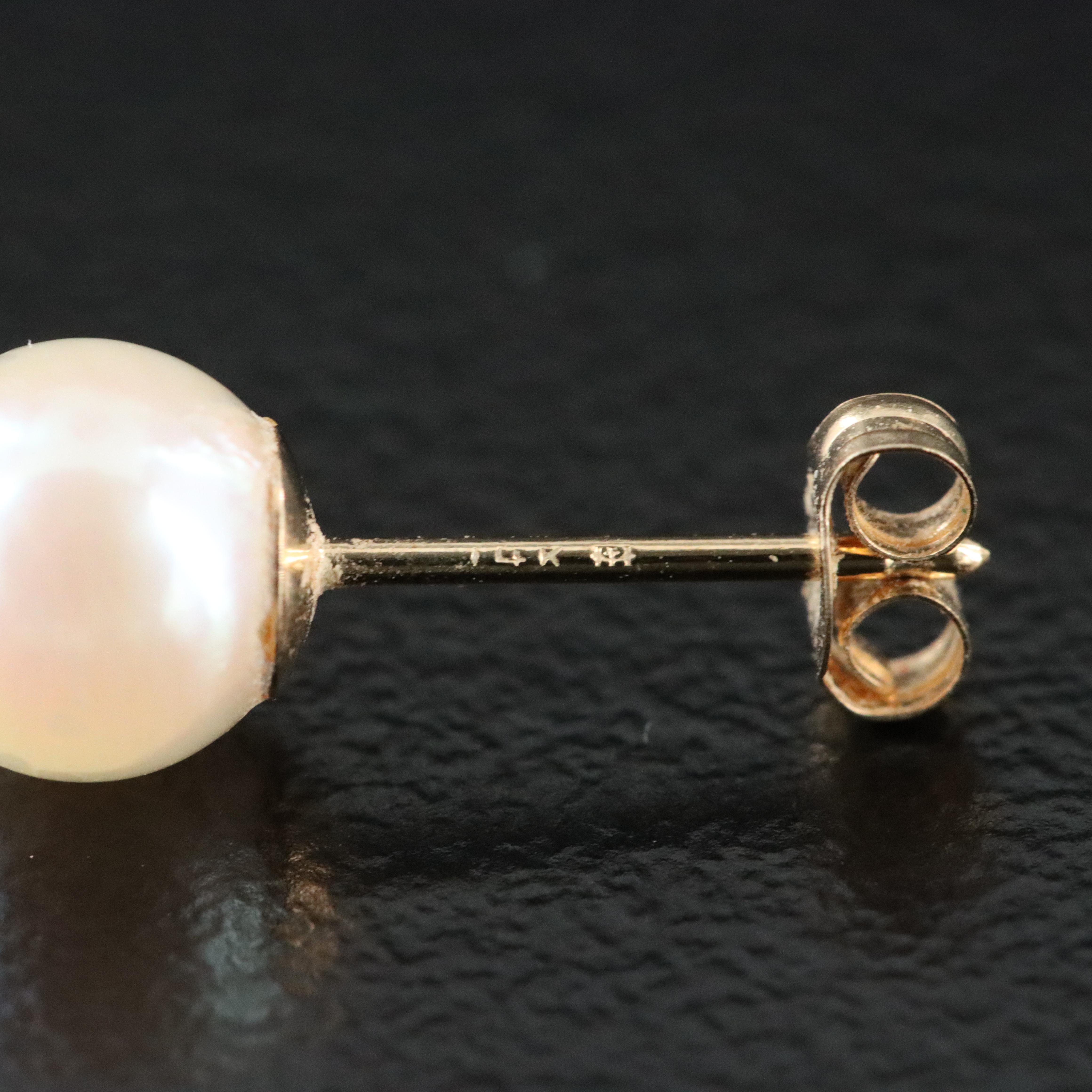 14K Pearl and Spinel Earrings