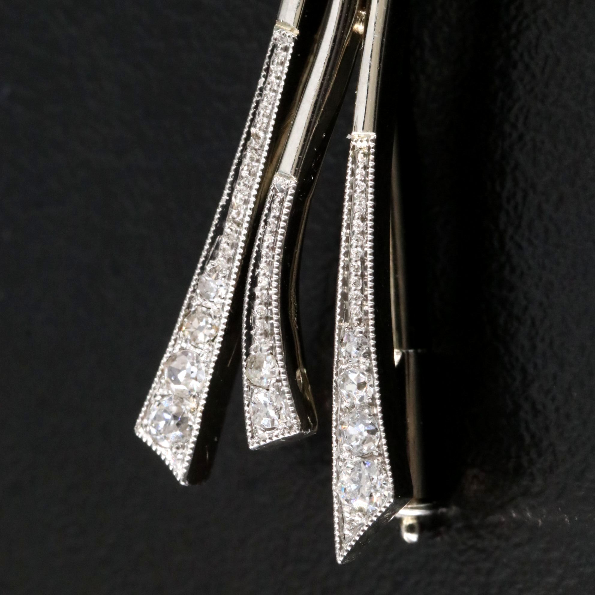 Vintage Czech 14K Floral Brooch with Lapis, Nephrite, Rock Crystal and Diamonds