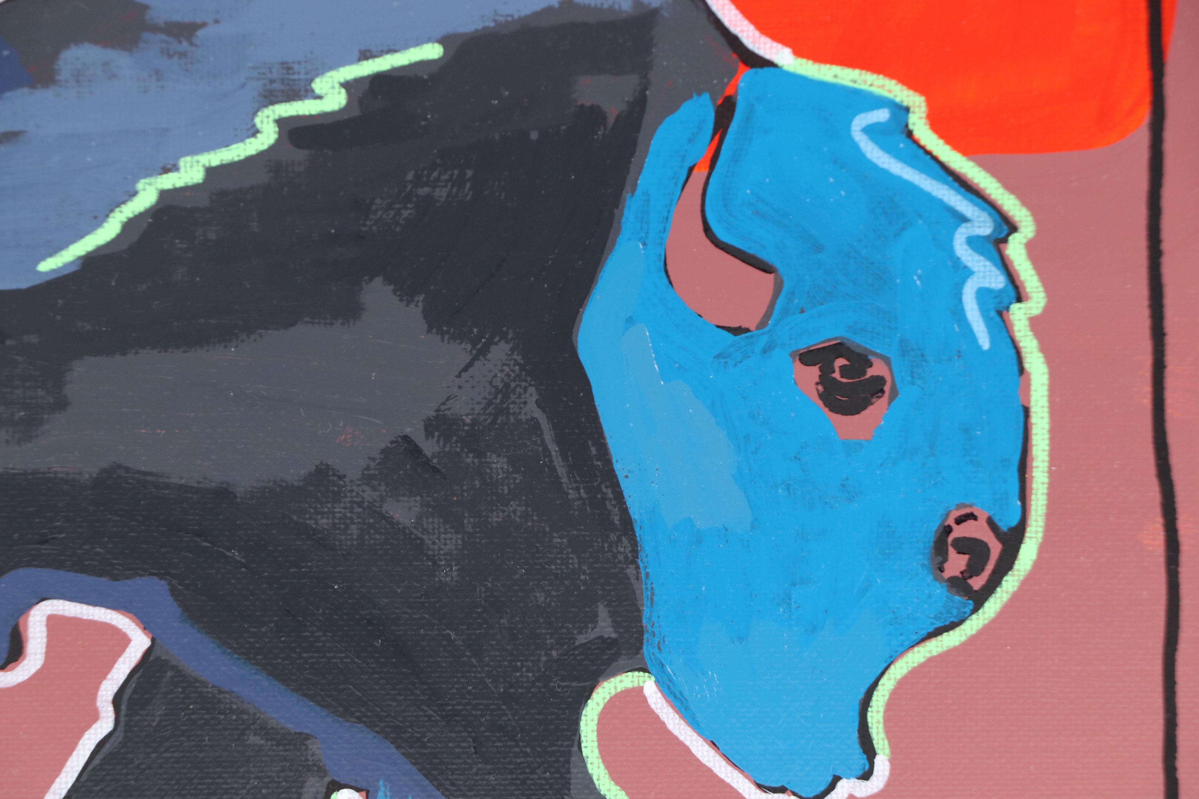 Joshua Ramsey Stylized Southwestern Acrylic Painting "Wandering Bison," 2025