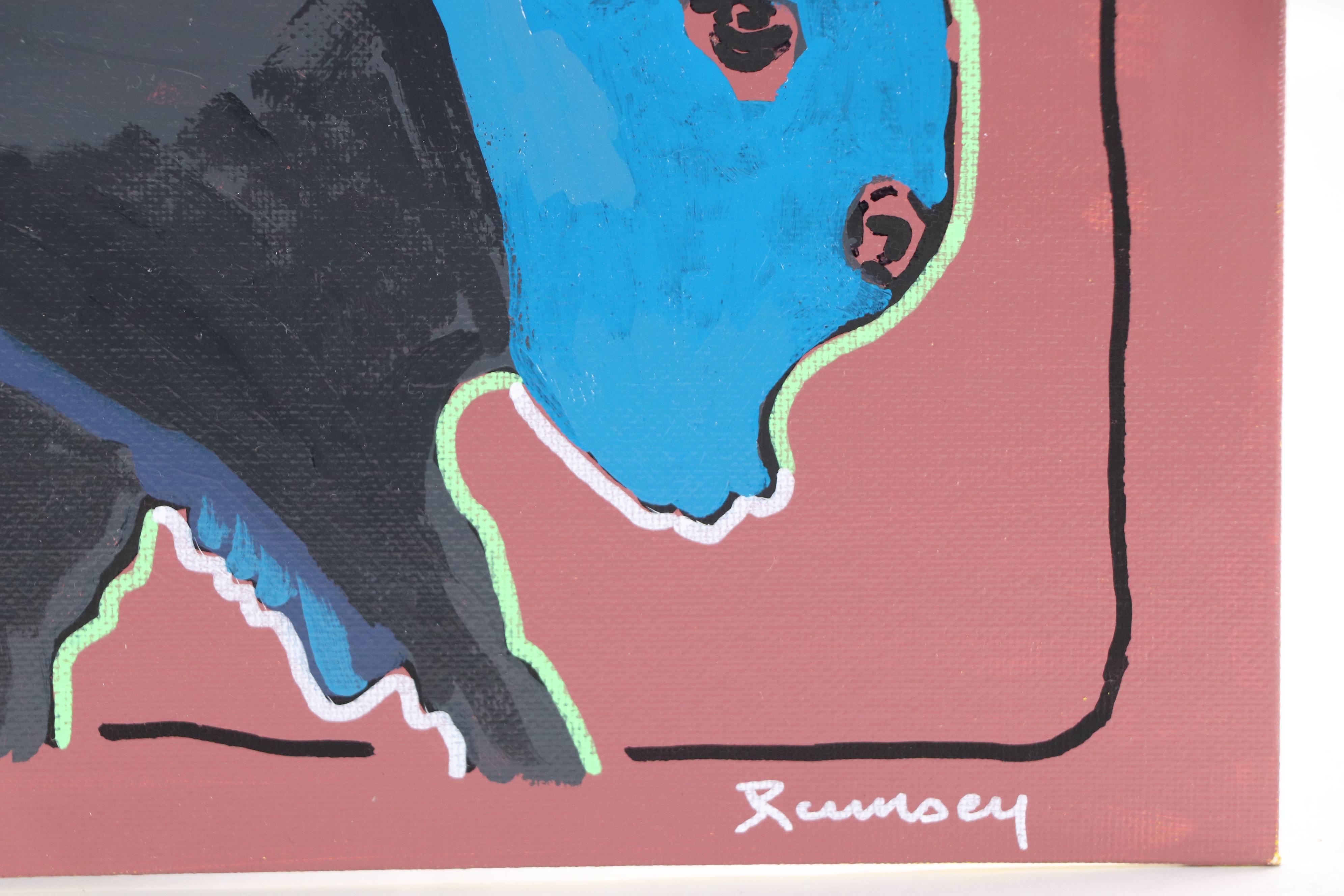 Joshua Ramsey Stylized Southwestern Acrylic Painting "Wandering Bison," 2025