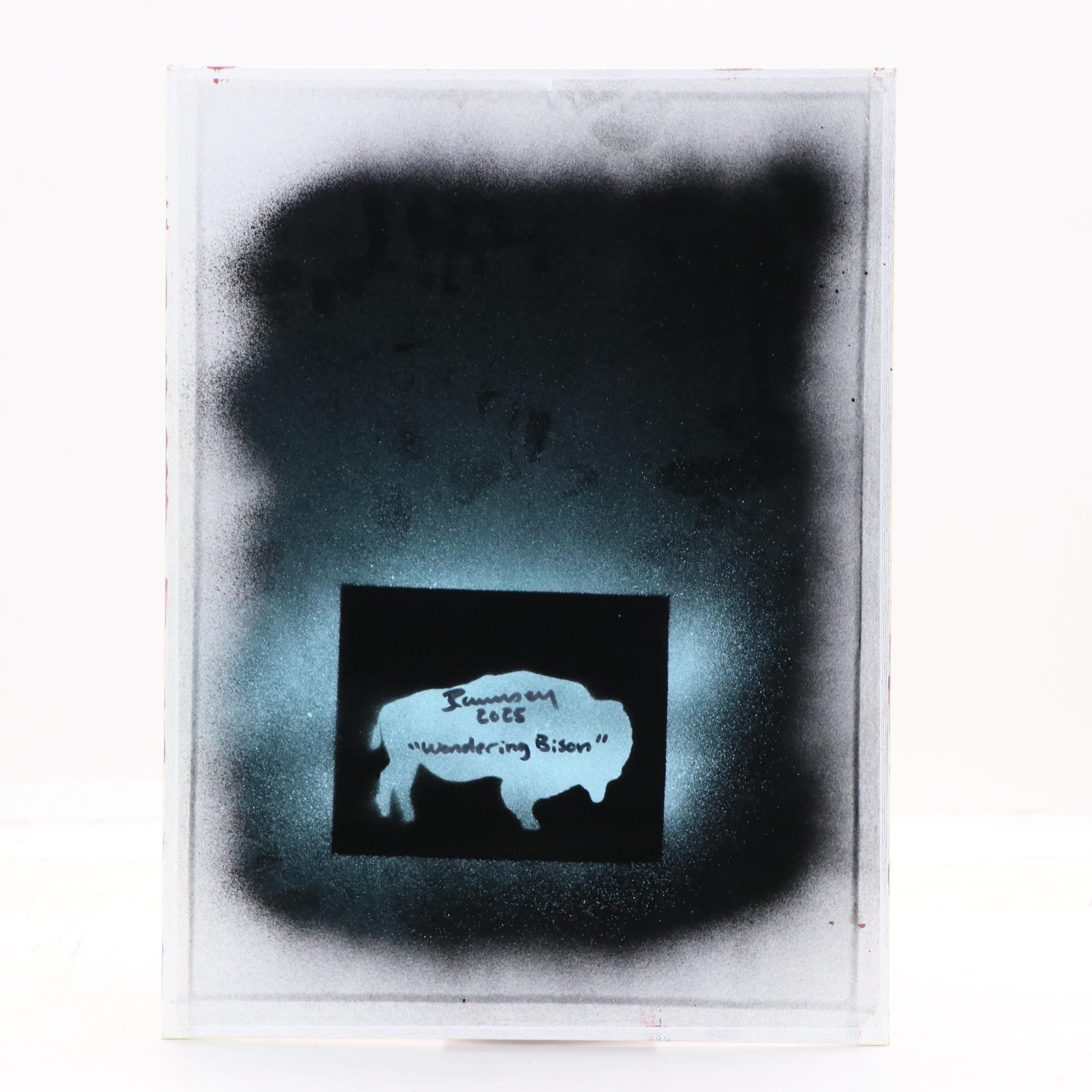 Joshua Ramsey Stylized Southwestern Acrylic Painting "Wandering Bison," 2025