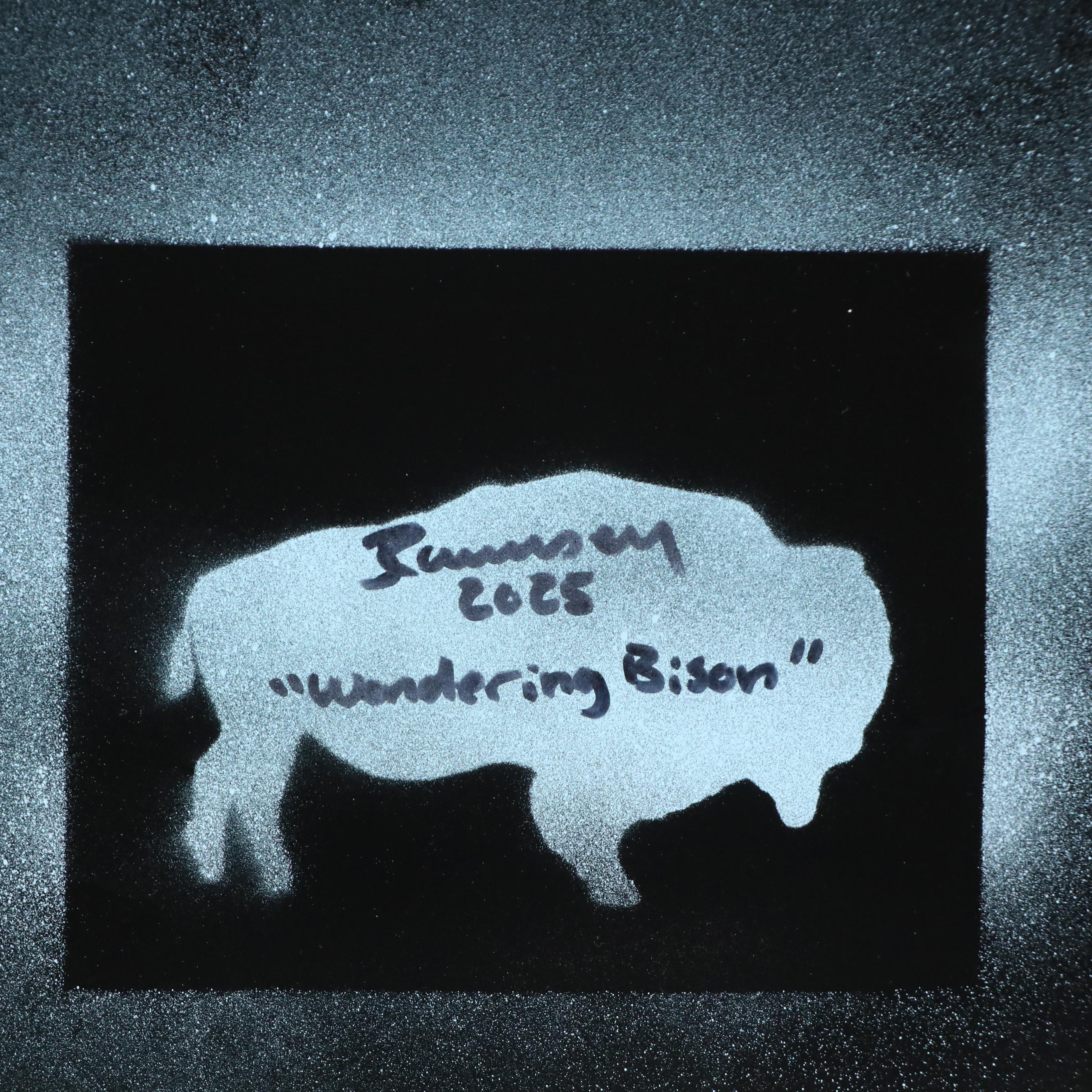 Joshua Ramsey Stylized Southwestern Acrylic Painting "Wandering Bison," 2025