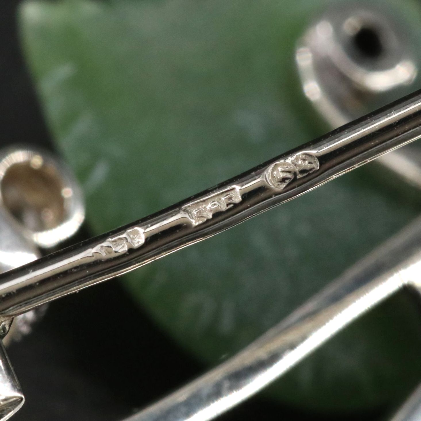 Vintage Czech 14K Floral Brooch with Lapis, Nephrite, Rock Crystal and Diamonds