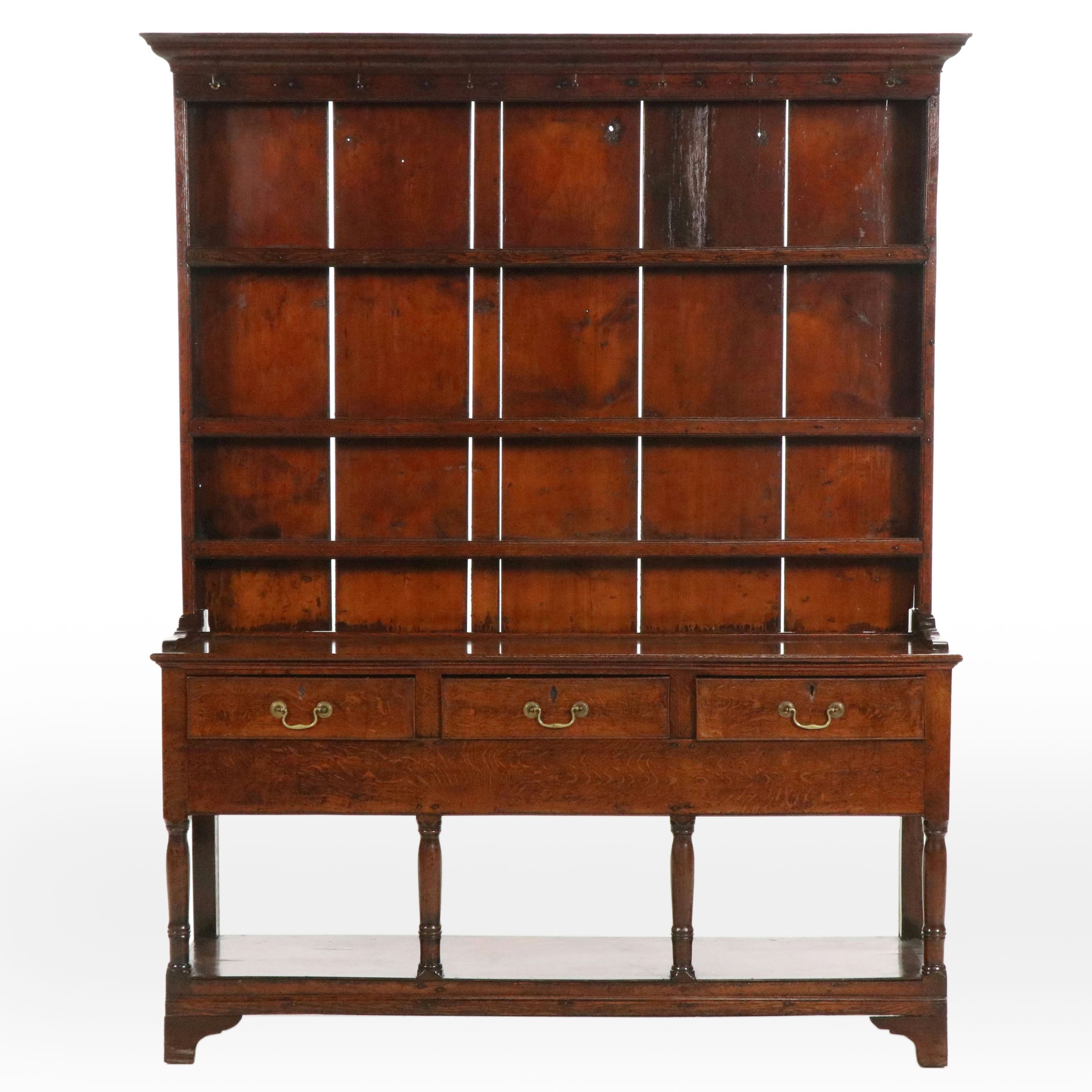 Georgian English Oak Welsh Kitchen Dresser, Late 18th/Early 19th Century