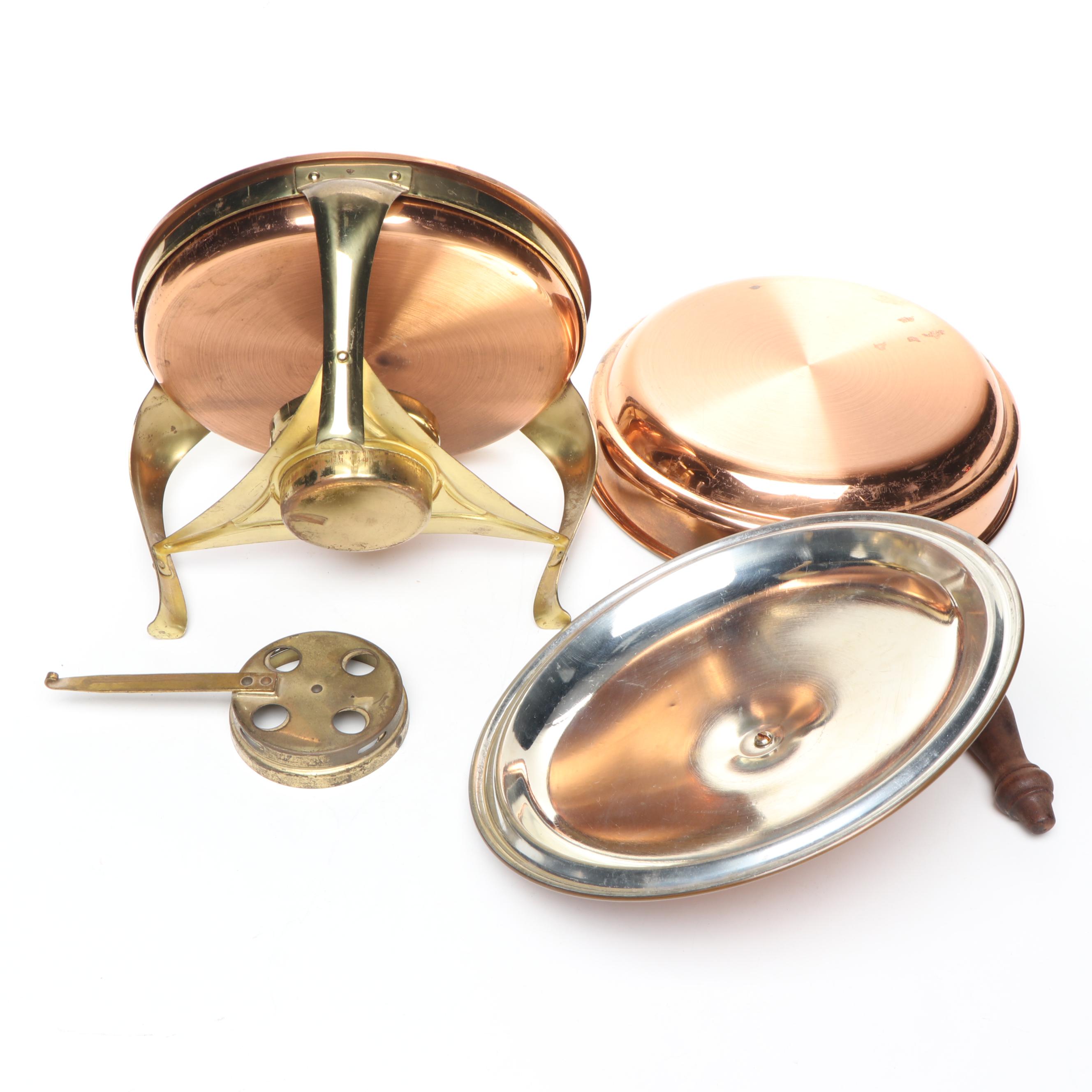 Copper Chafing Dish with Brass Stand and other Vintage Kitchen Appliances