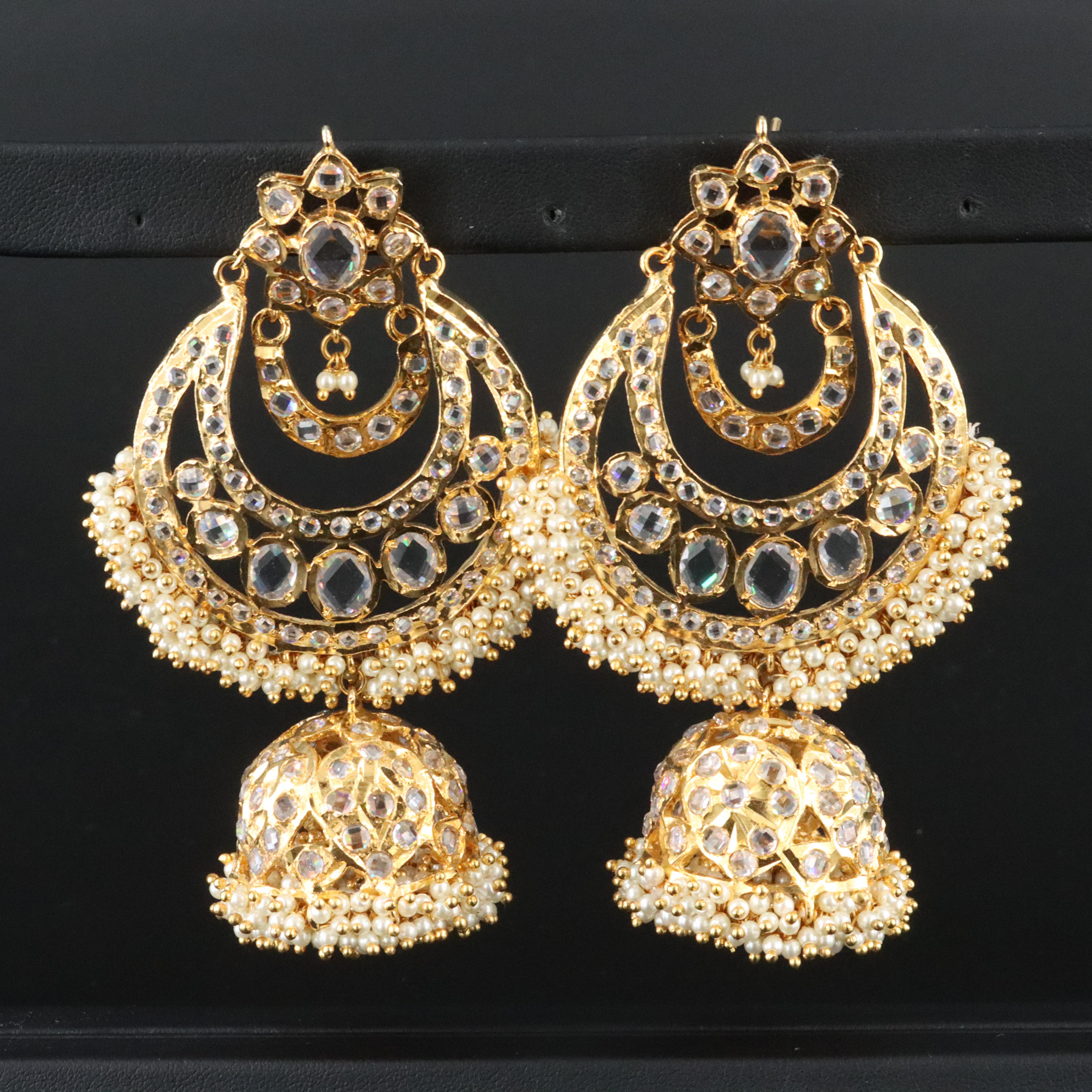 Jhumka Earrings with Faux Pearls