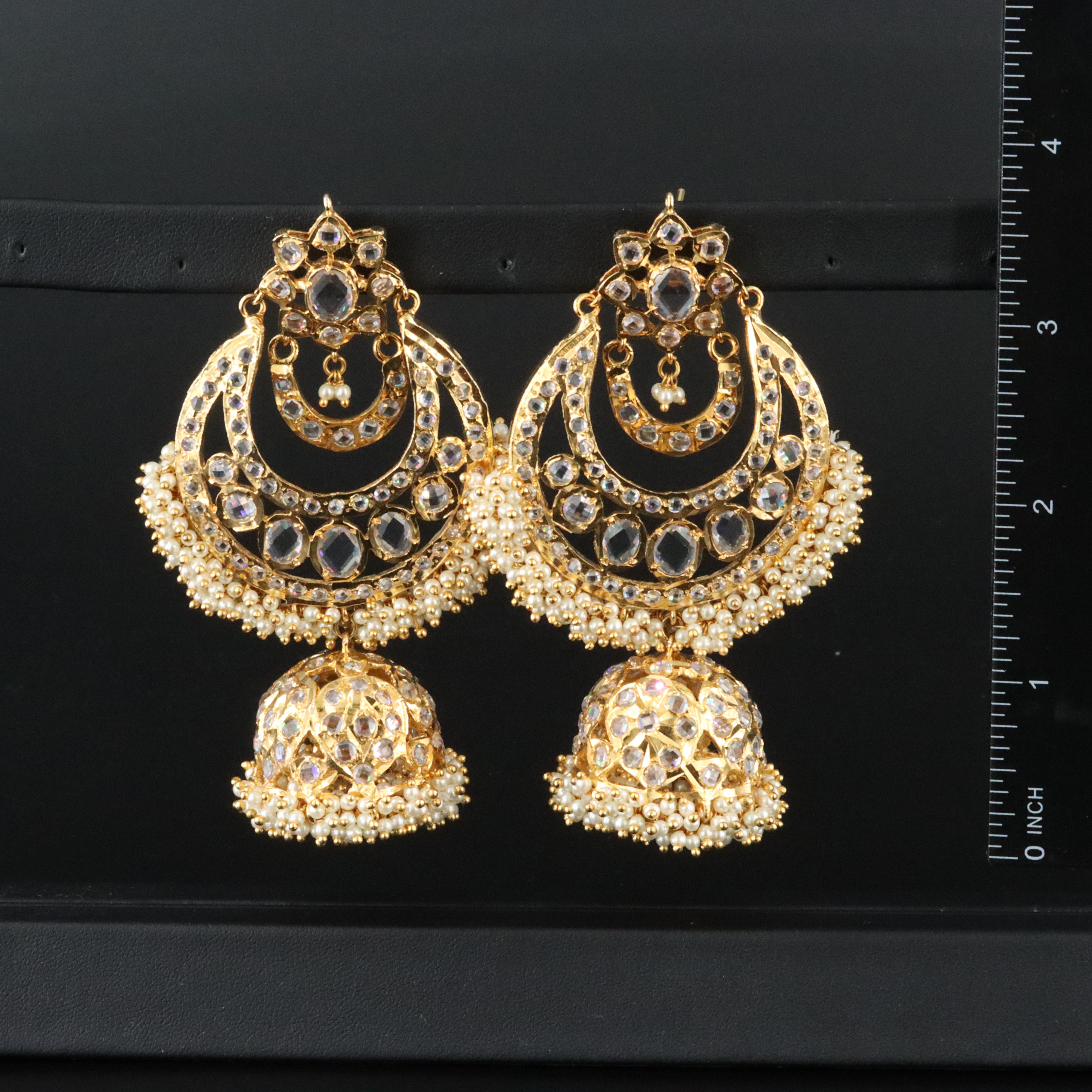 Jhumka Earrings with Faux Pearls