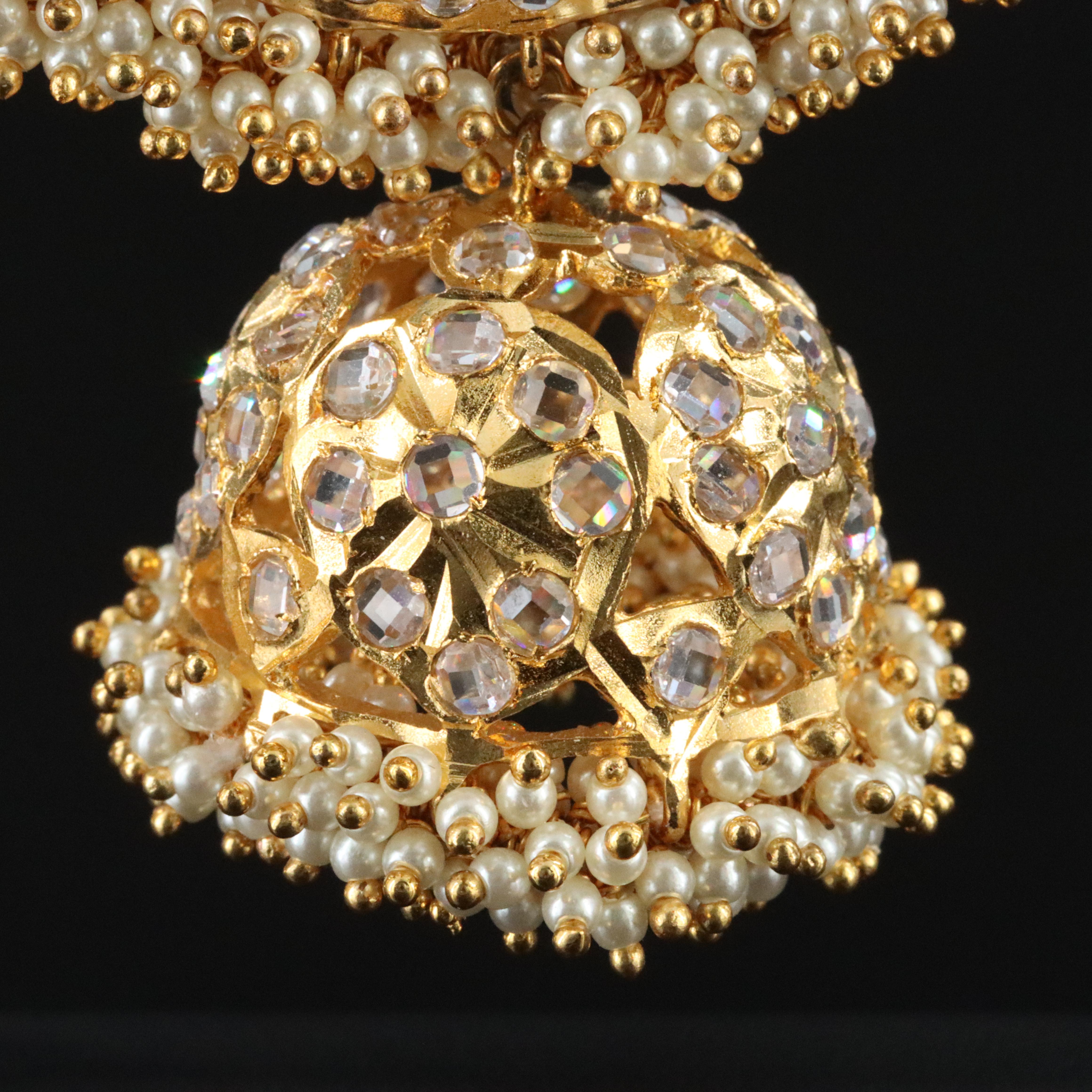 Jhumka Earrings with Faux Pearls