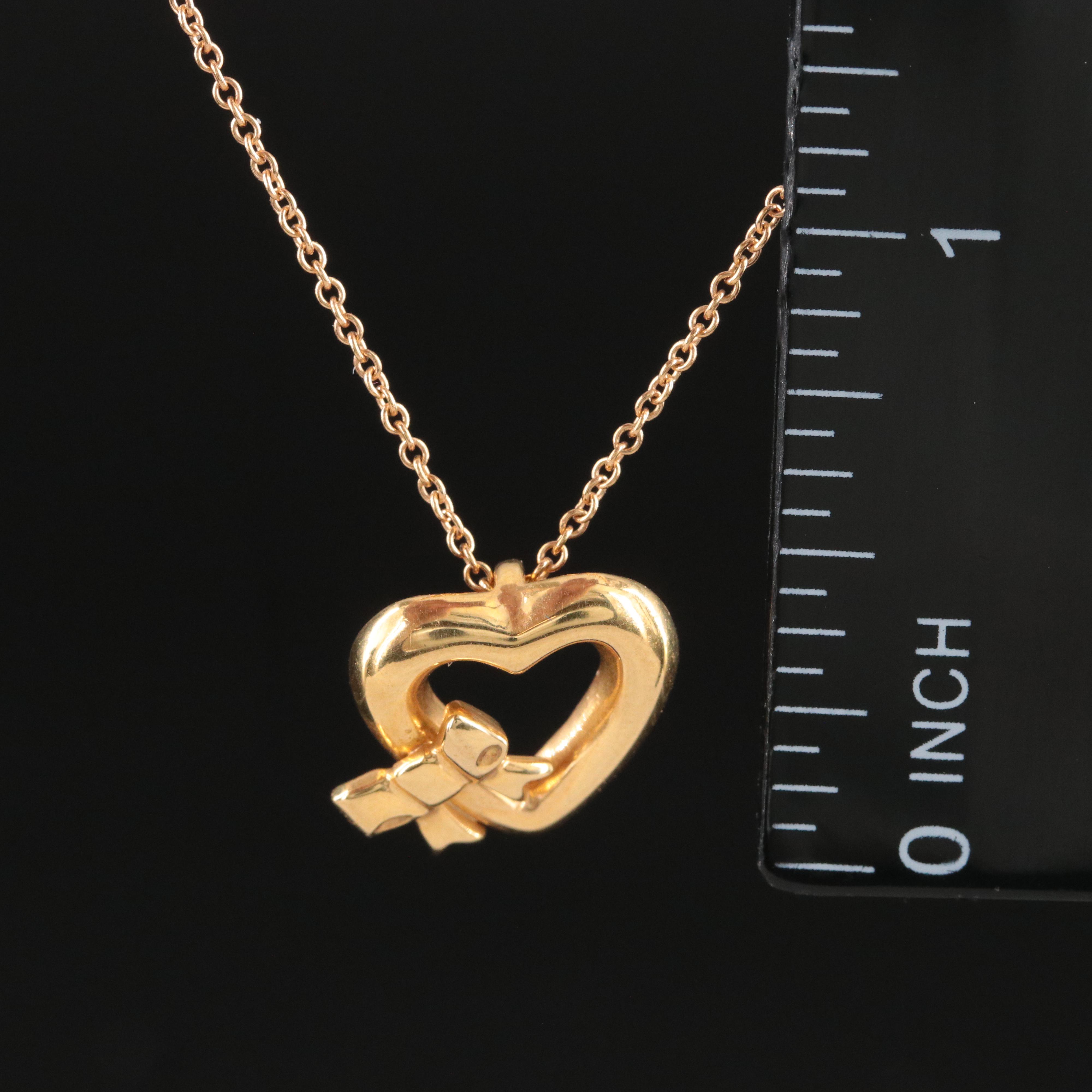 Tiffany & Co. 18K Ribbon Bow Heart Necklace