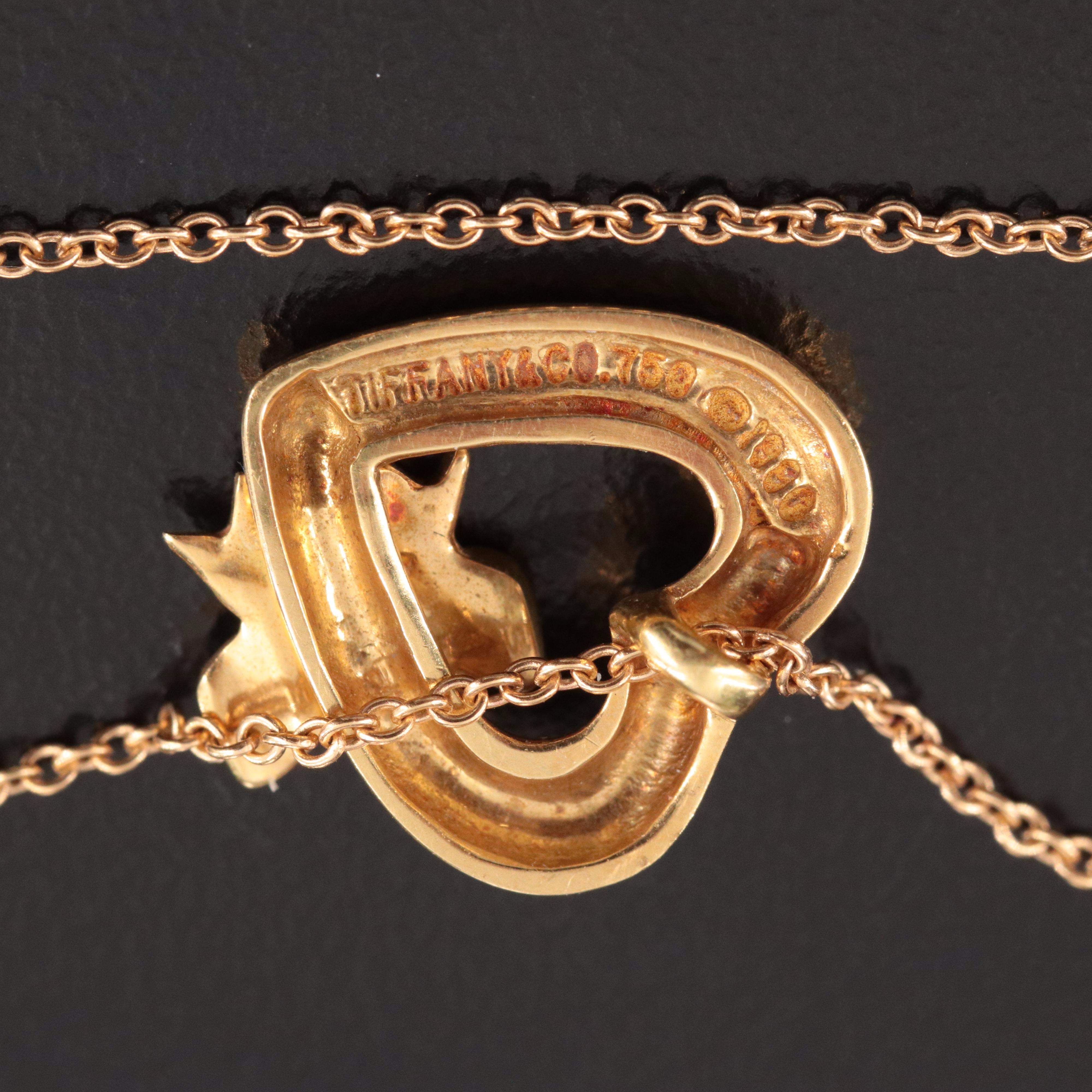 Tiffany & Co. 18K Ribbon Bow Heart Necklace