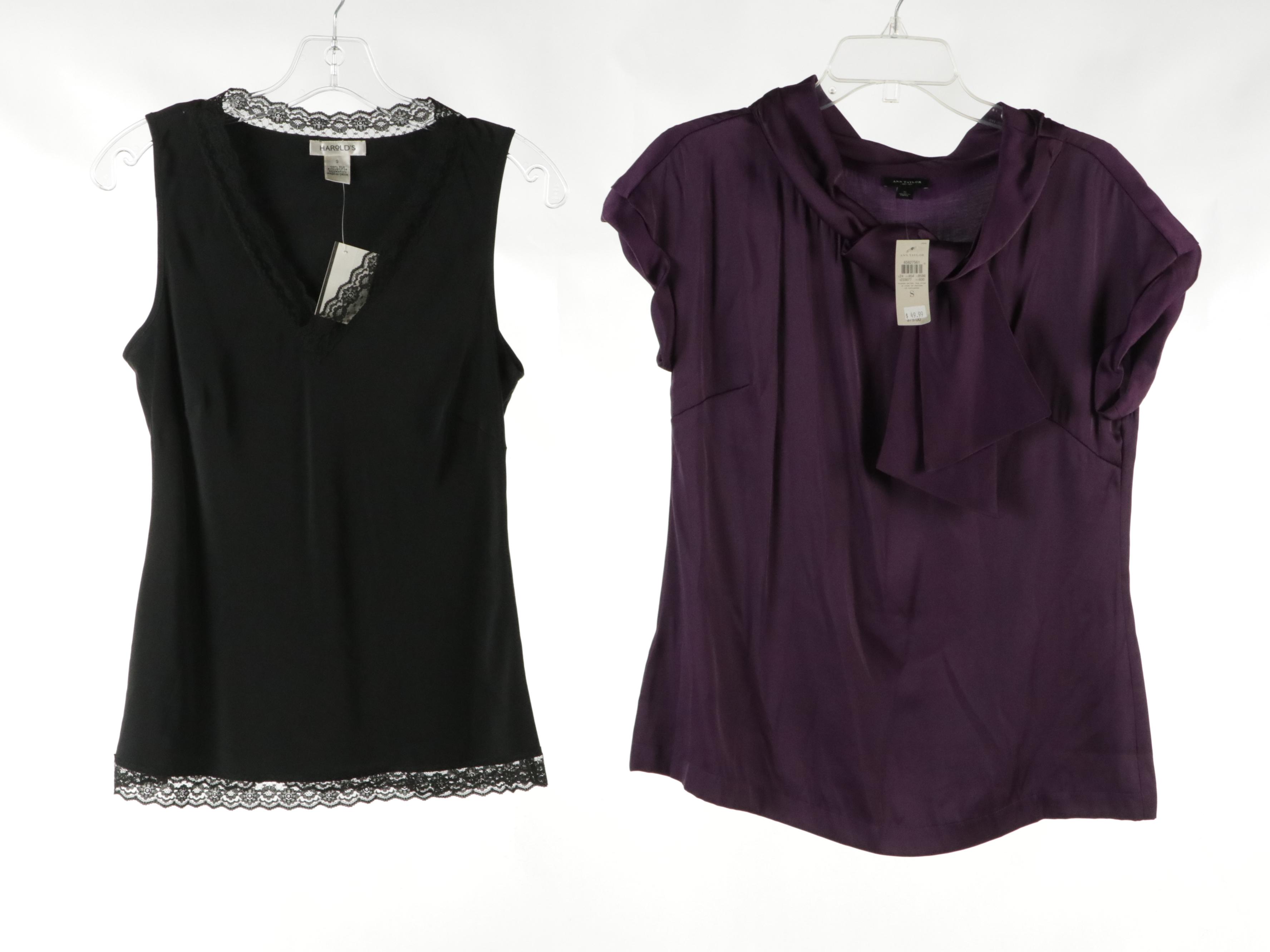 Harold's Lace-Trimmed Silk Tank, Talbots and Ann Taylor Blouses, With Tags