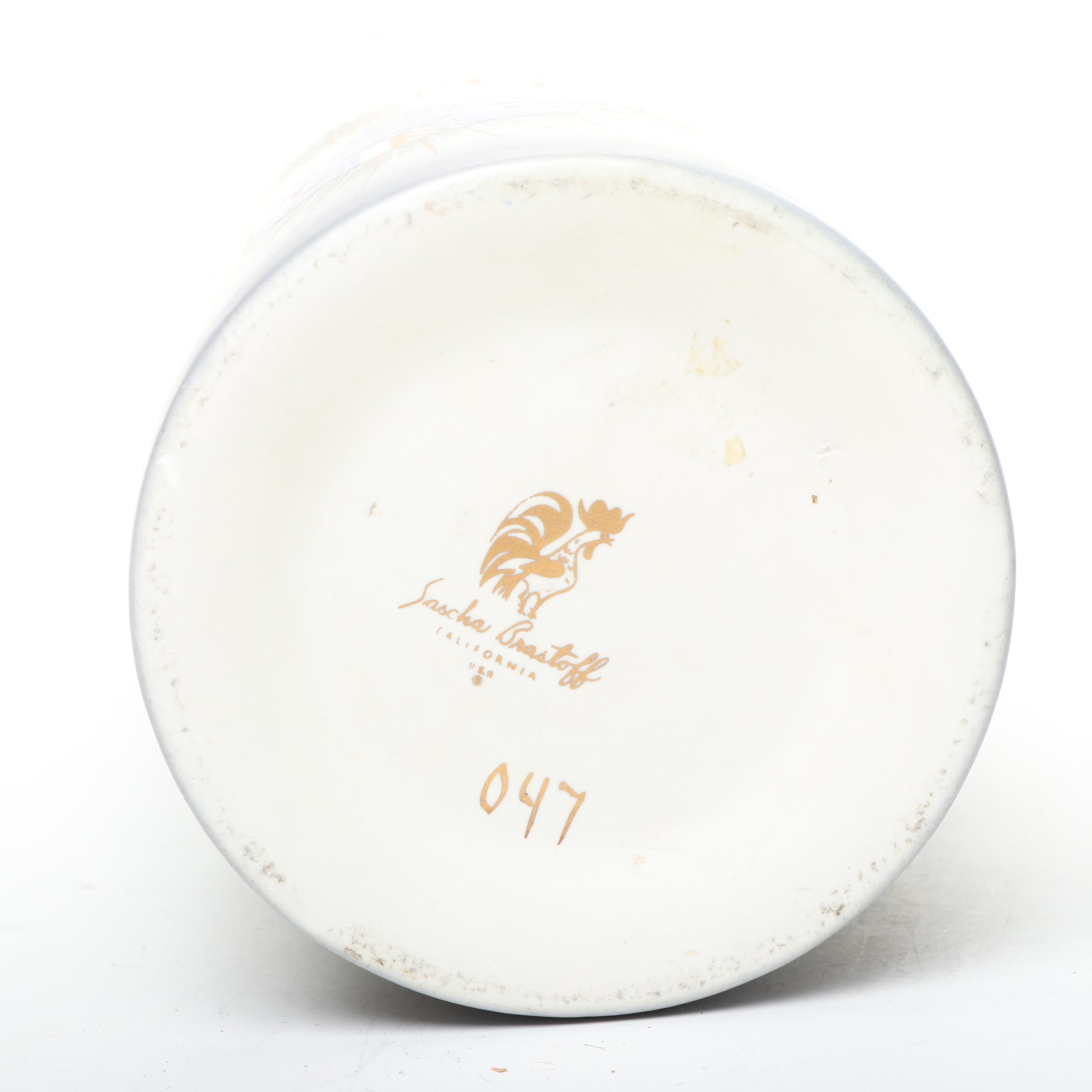 Sascha Brastoff Pottery Hand-Painted Ceramic Vase, Mid to Late 20th Century