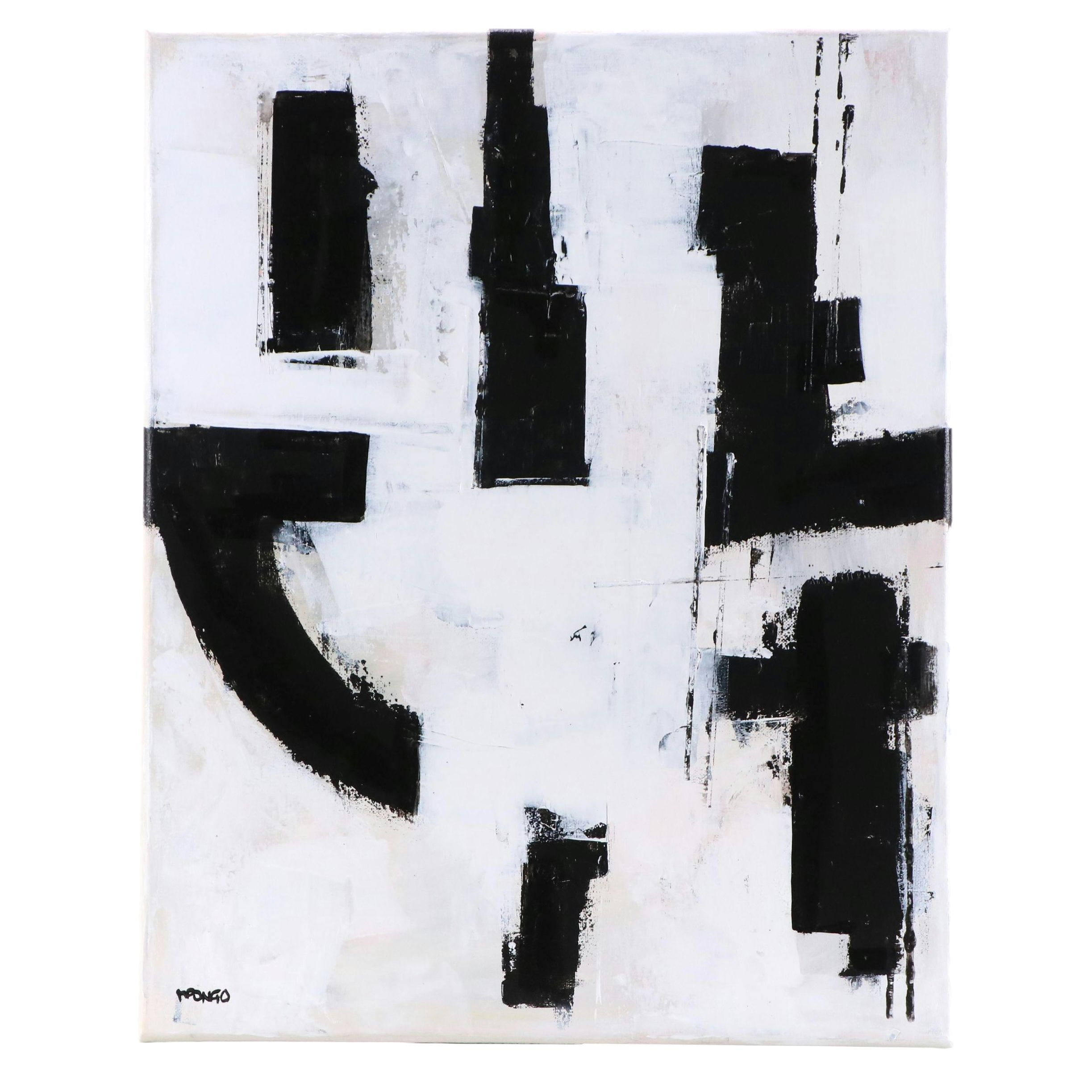 Milagros Pongo Mixed Media Painting "Minimalist," 21st Century