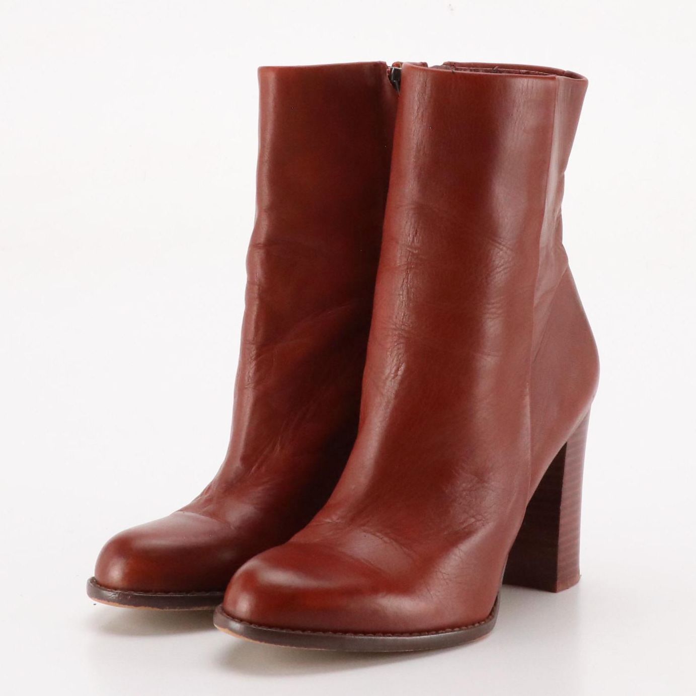 Sam Edelman Heeled Ankle Boots in Mahogany Brown Leather